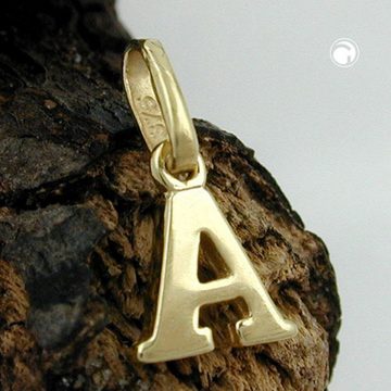 unbespielt Buchstabenanhänger Anhänger Kettenanhänger für Halskette Unisex Buchstabe A 375 Gold 9 kt 8 x 6.5 mm, Goldschmuck für Damen und Herren