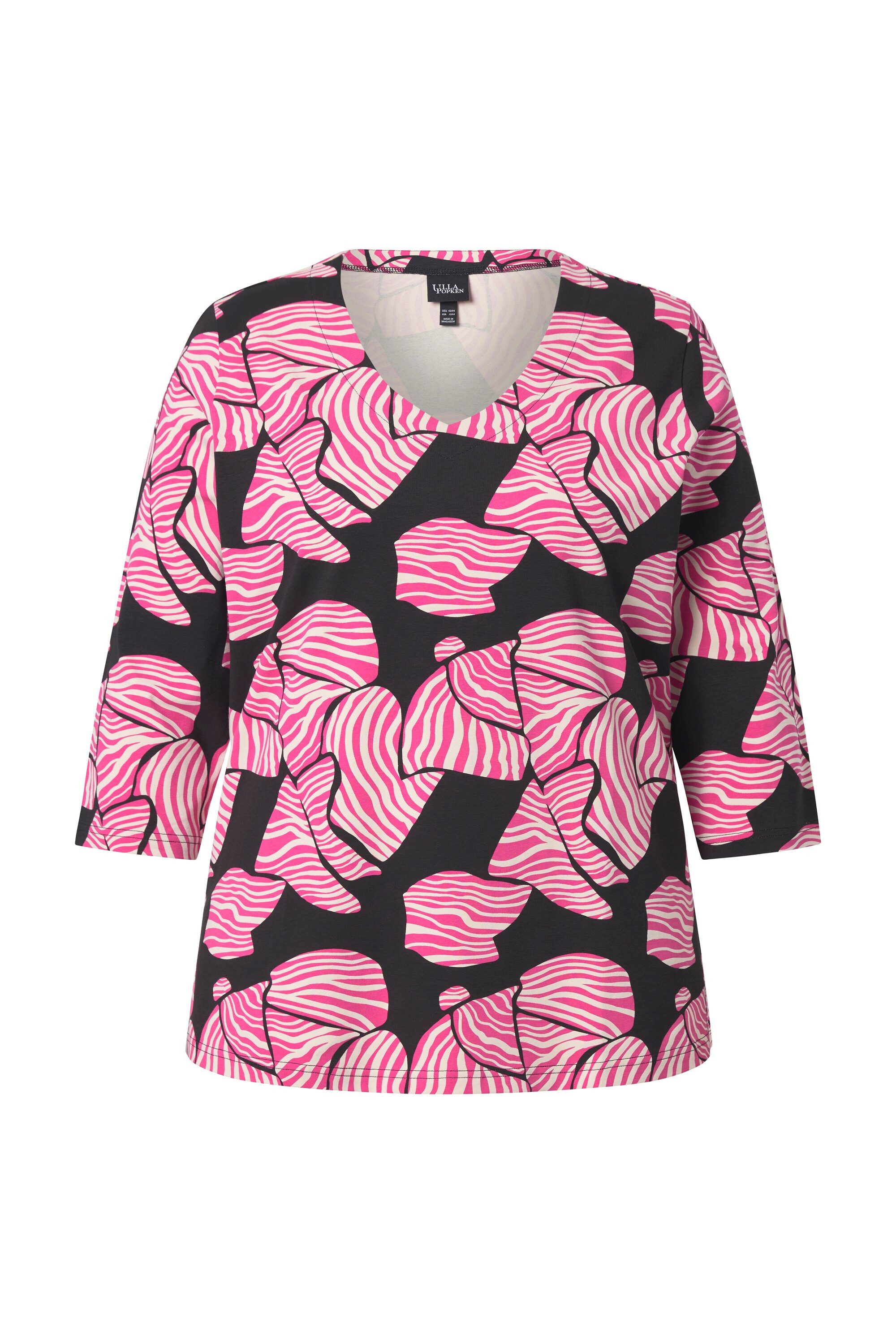Ulla Popken T-Shirt Shirt Schleifen Classic V-Ausschnitt 3/4-Arm günstig online kaufen