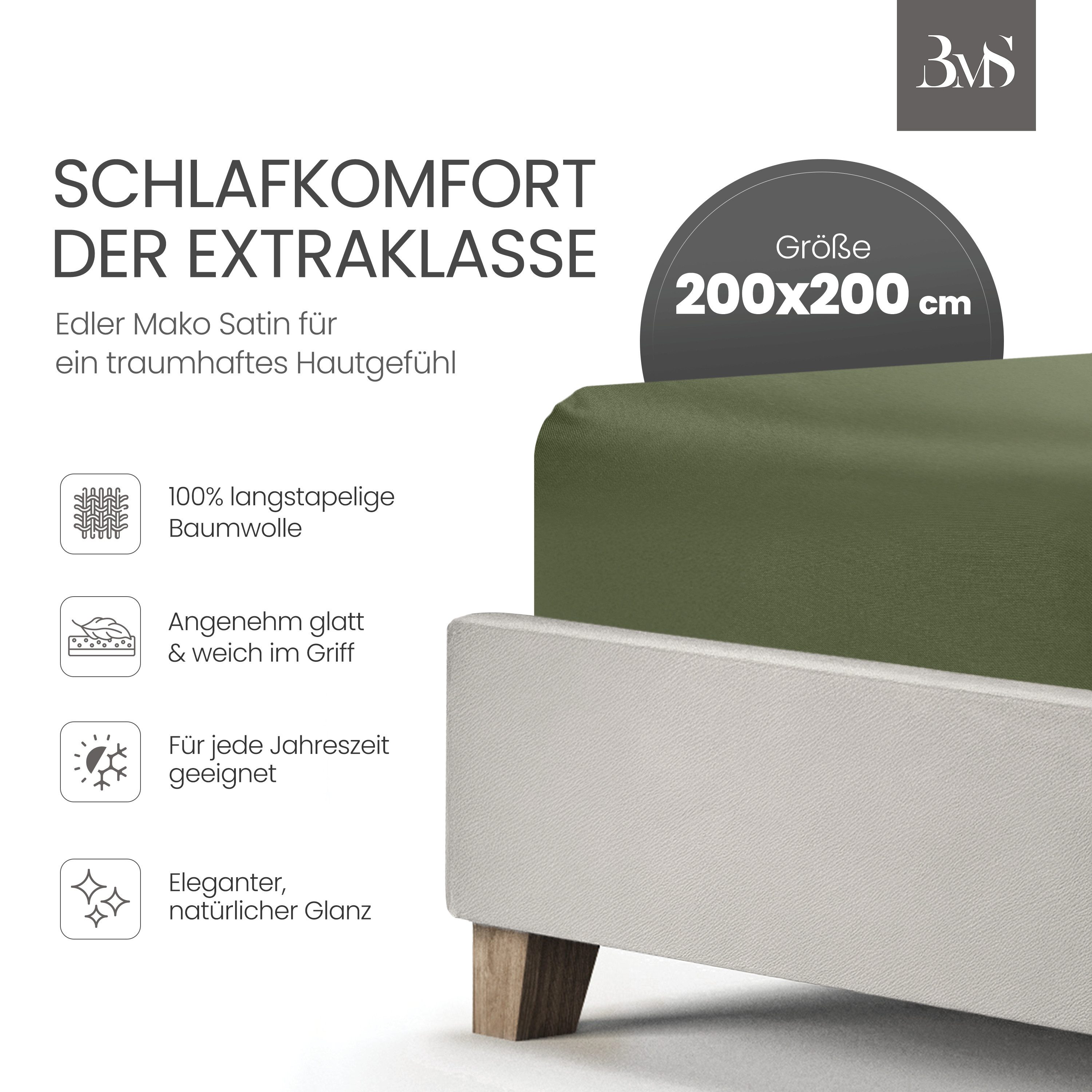 BETTWAESCHE-MIT-STIL Spannbettlaken Mako Satin Spannbettlaken, Topper günstig online kaufen