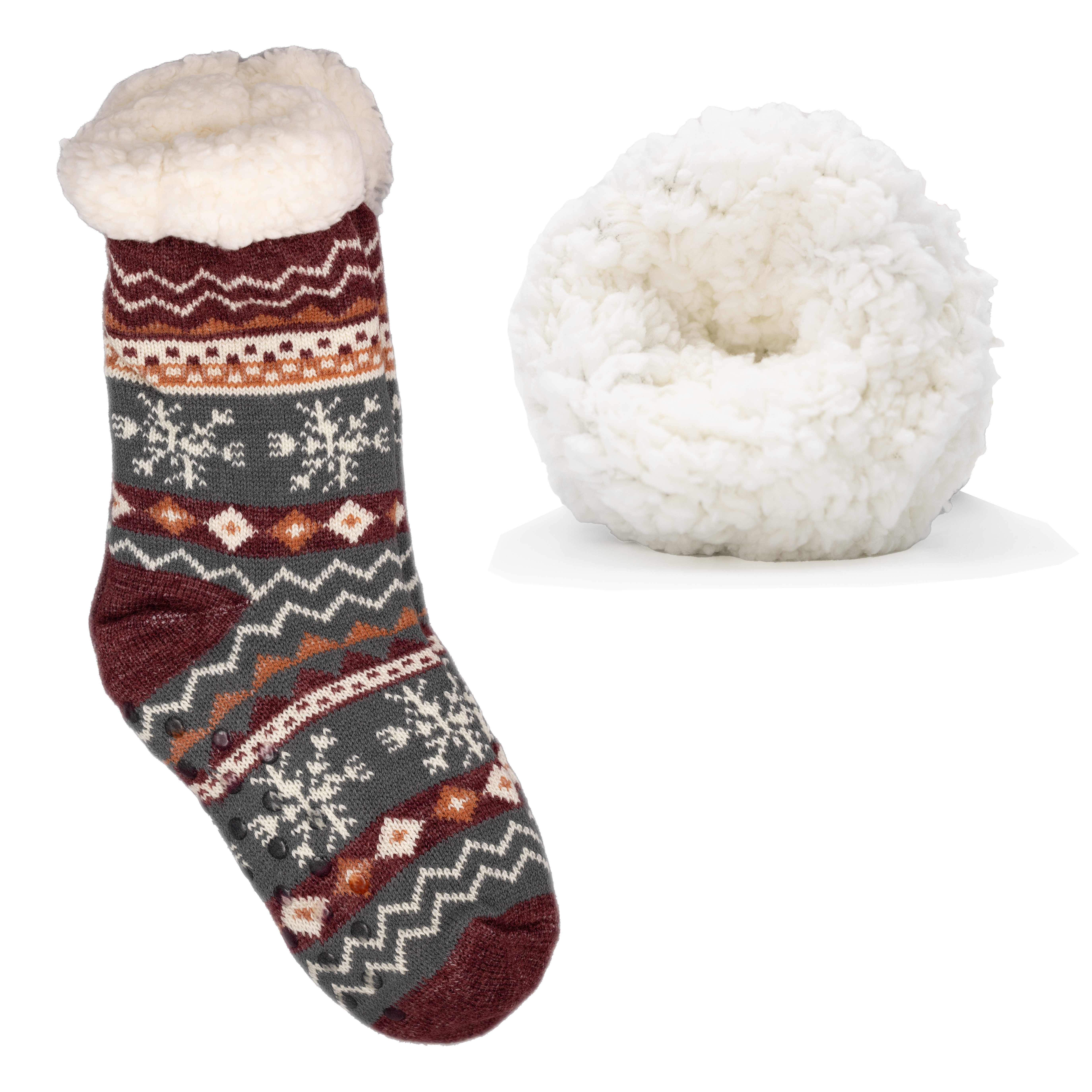 Frostfighter Haussocken Damen Hüttensocken mit ABS Stoppersohle (1-Paar) Hüttenschuhe, Wolkenfutter, dicke warme gefütterte Socken, Gr.35-41
