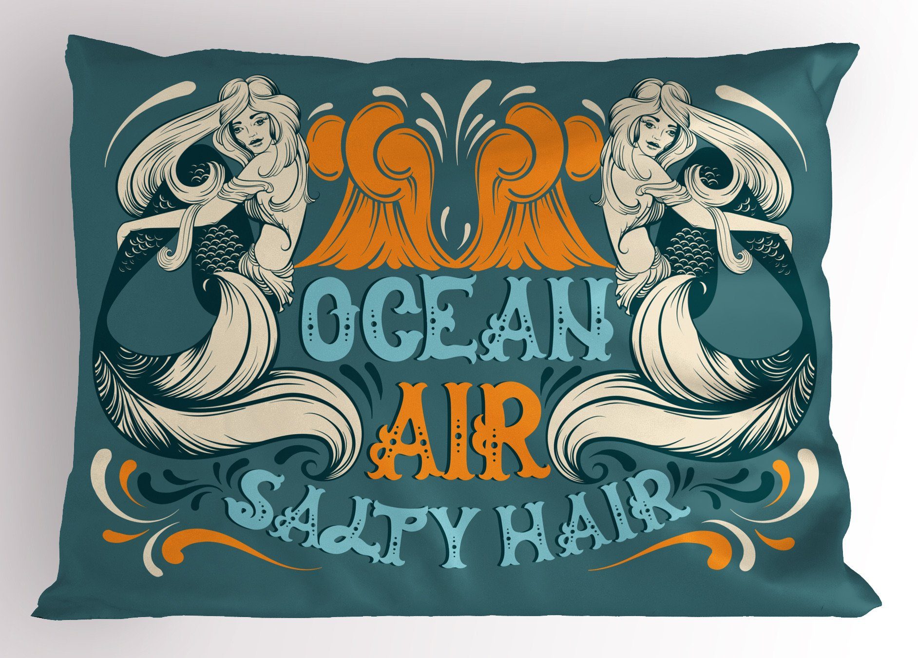 Kissenbezüge Dekorativer Standard Kissenbezug, King Abakuhaus Sommer Tattoo Mermaid Stück), Meer Nautical (1 Gedruckter Size
