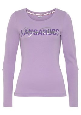 KangaROOS Langarmshirt zum Krempeln mit collem Logodruck