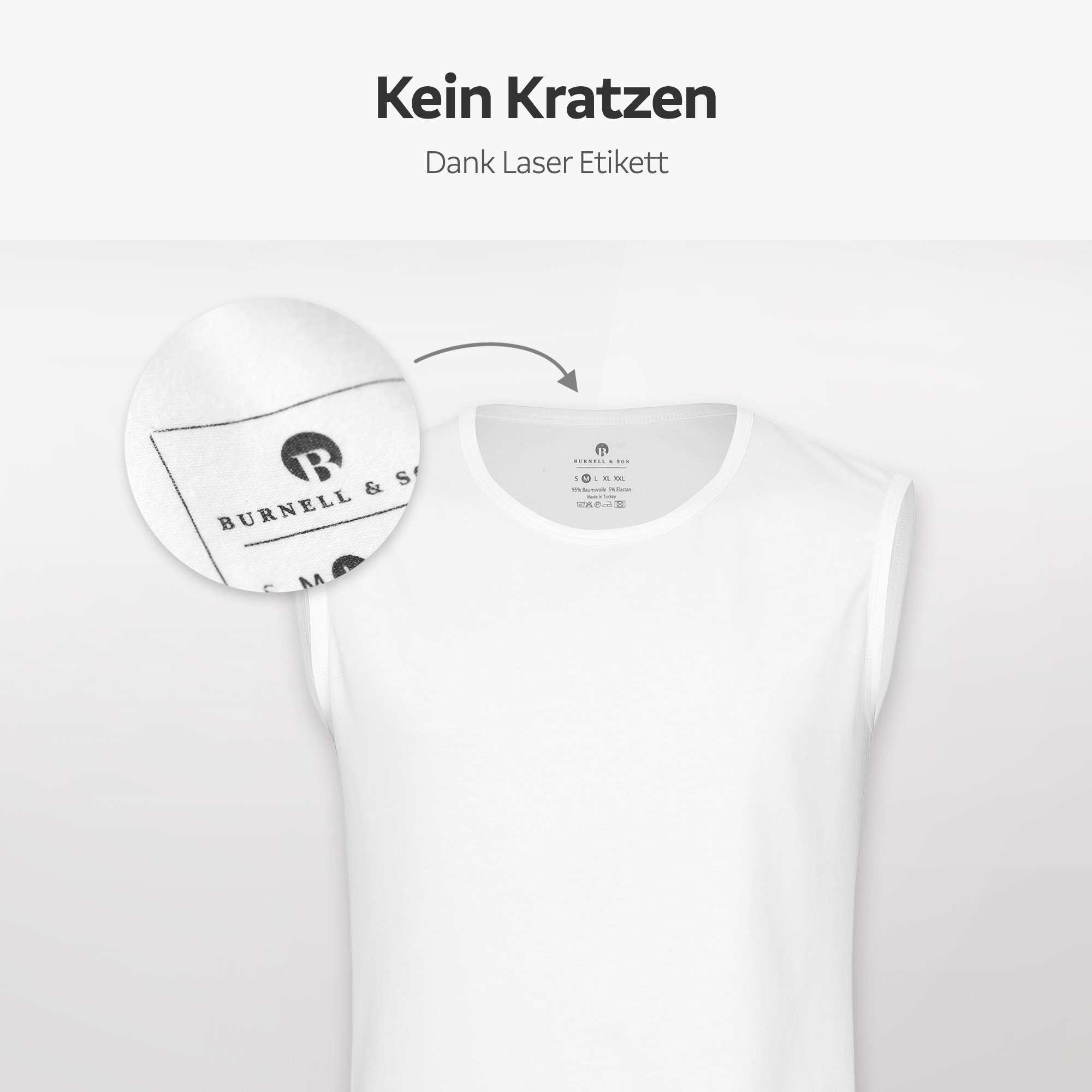 Burnell & Son Unterhemd Ärmellos Tank Top Achselshirt Muskelshirt mit Rundhals Ausschnitt (Packung, Set, Spar-Pack, Spar-Packung, 3-St., 3-er Pack) Feinripp, extra lang