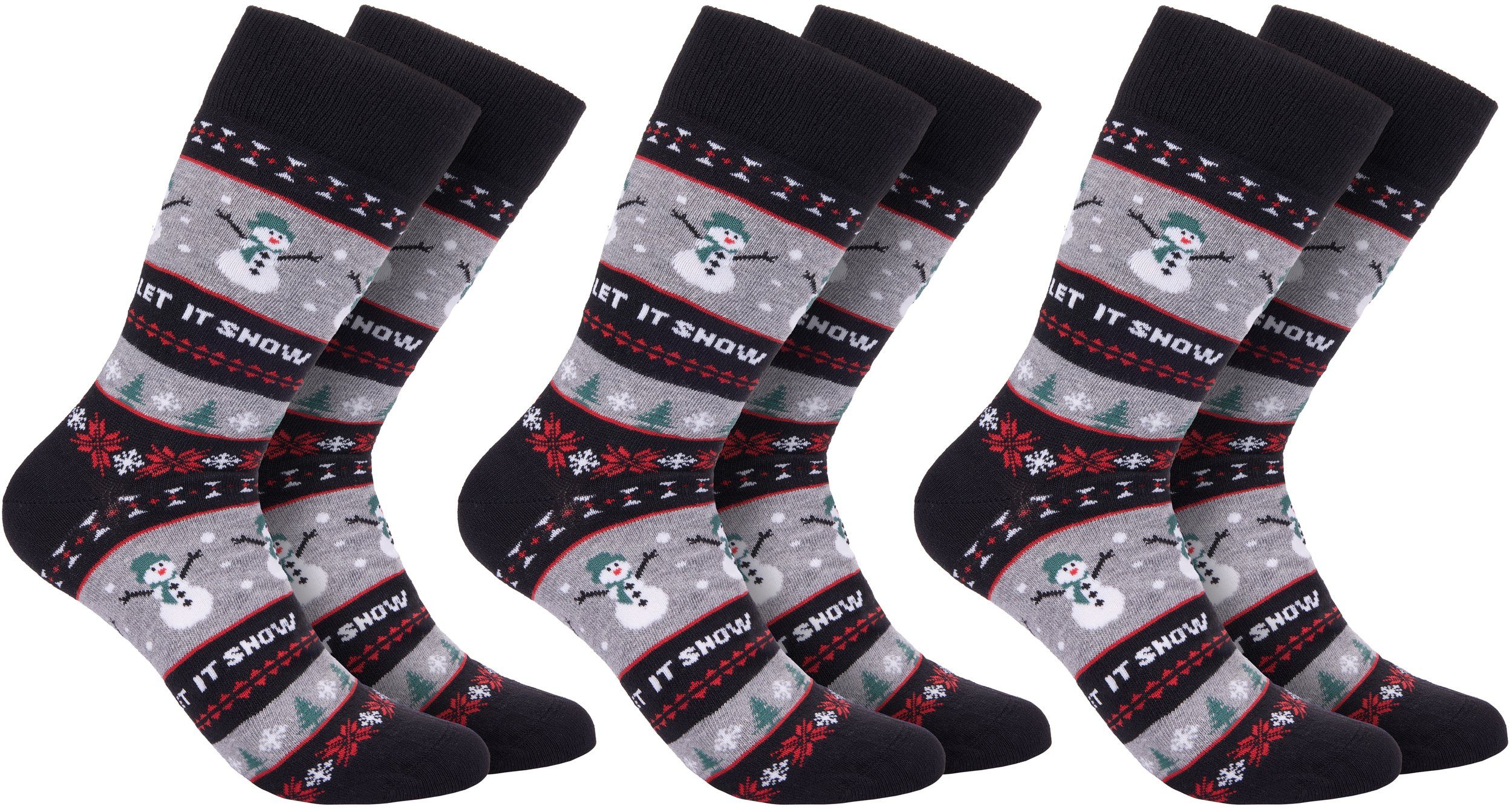 BRUBAKER Шкарпетки Weihnachtssocken für Damen und Herren (3-Paar, 1 Paar) Festliche Weihnachtsmotive - Baumwolle Шкарпетки Weihnachten
