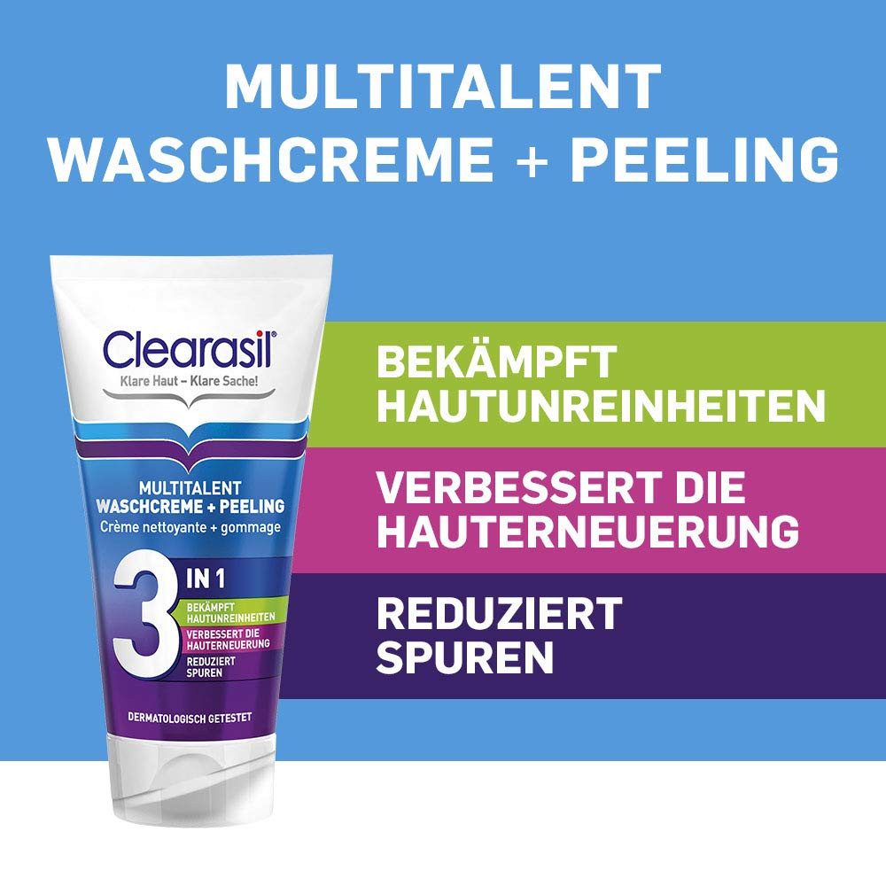 Clearasil 2-in-1 Gesichtswasser und Peeling Multitalent, 1-tlg., Waschcreme und Peeling