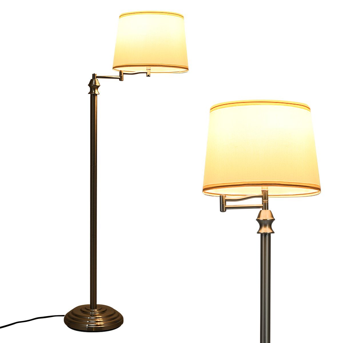 COSTWAY Stehlampe, Stehleuchte mit Basis Lampenschirm &