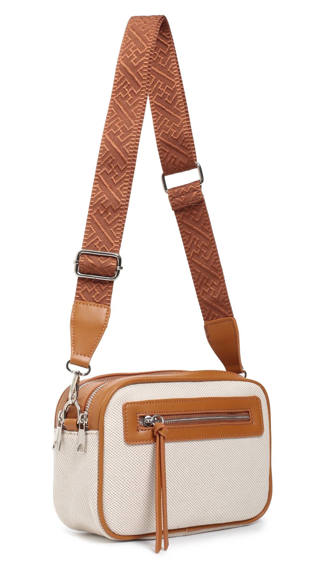 Schultertasche Damen Tasche Crossbody Canvas Umhängetasche Brusttasche Leder Optik