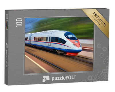 puzzleYOU Puzzle Moderner Nahverkehrszug: Bewegung auf dem Gleis, 100 Puzzleteile, puzzleYOU-Kollektionen Eisenbahn