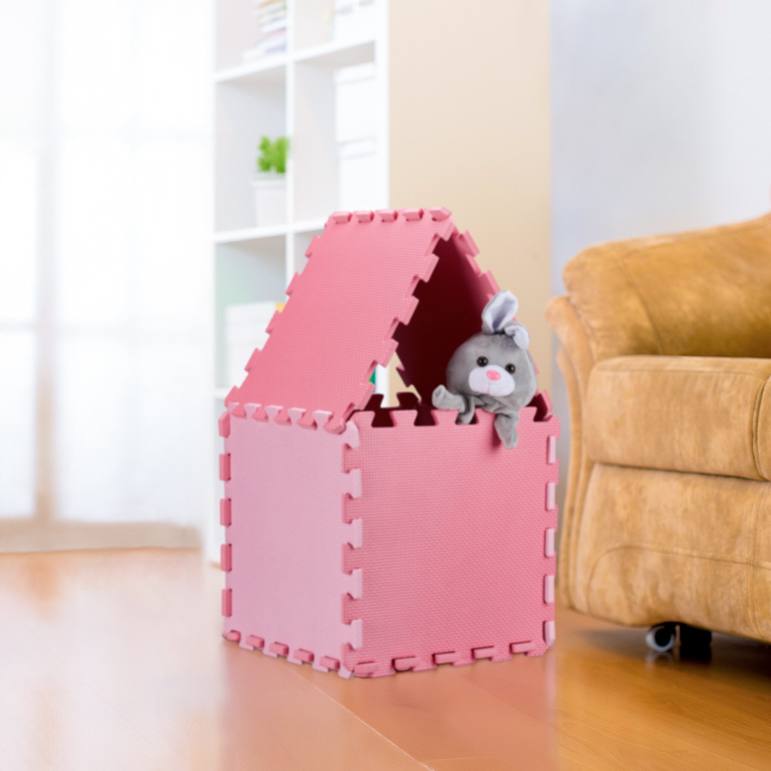 relaxdays Spielmatte 25-teilige Puzzlematte mit Rand, Rosa günstig online kaufen