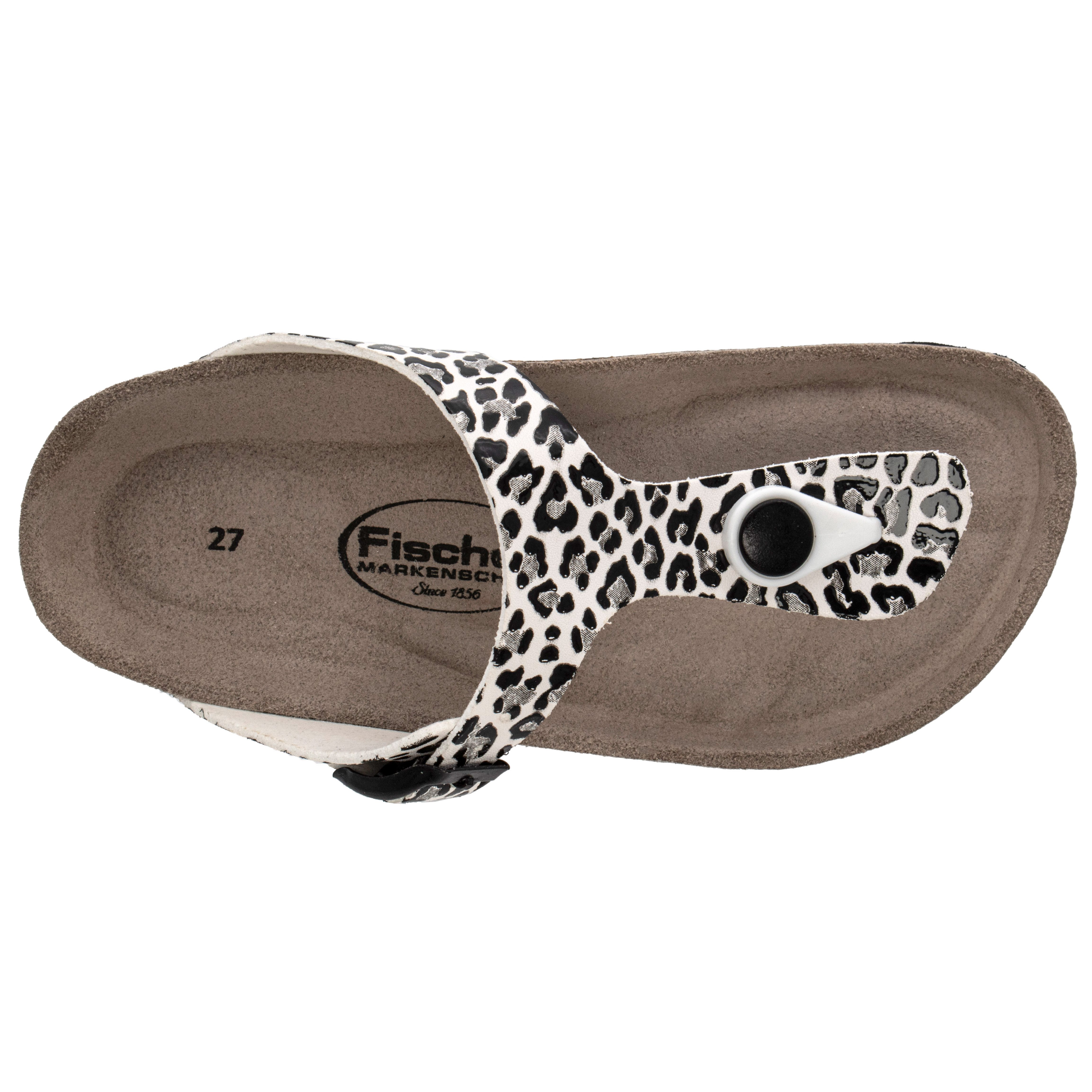 Fischer-Markenschuh Hawaii Zehentrenner aus Vegano (Lederimitat), mit Fleecefutter, Lederfußbett