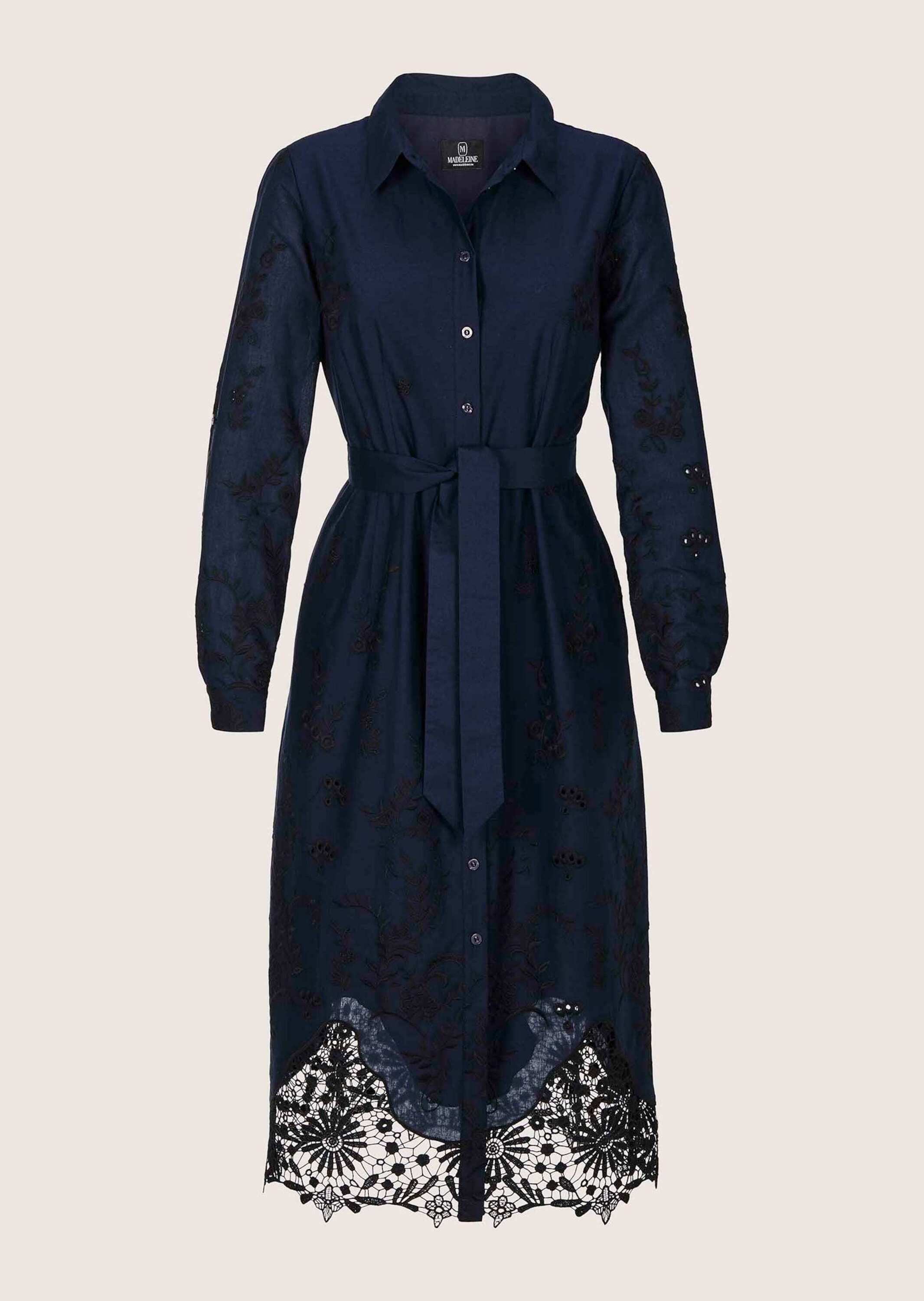 Midikleid Baumwollkleid mit Spitze