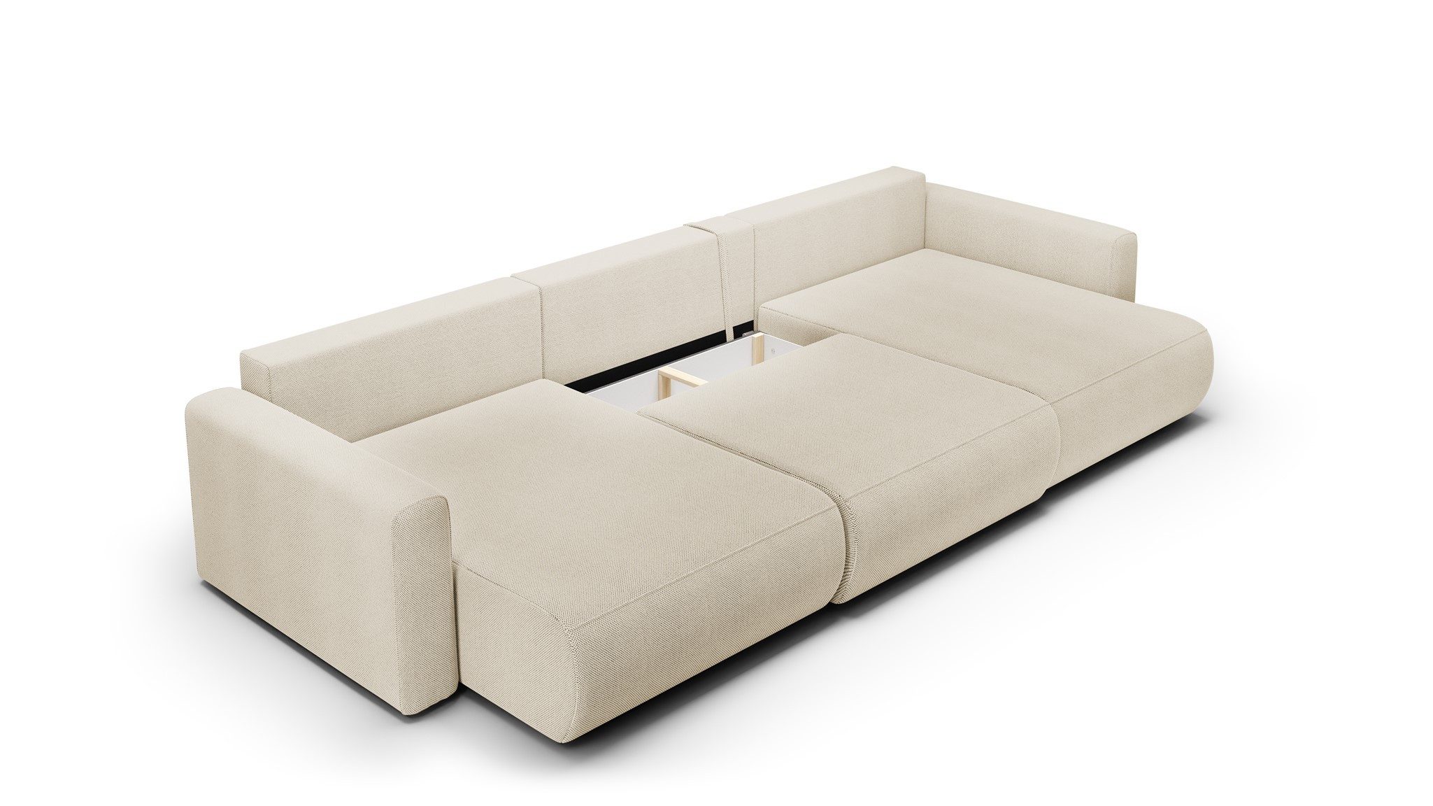 Fun Möbel Wohnlandschaft Sofa mit Schlaffunktion CHAIRA Stoff Curio, in U-Form, Rücken echt bezogen