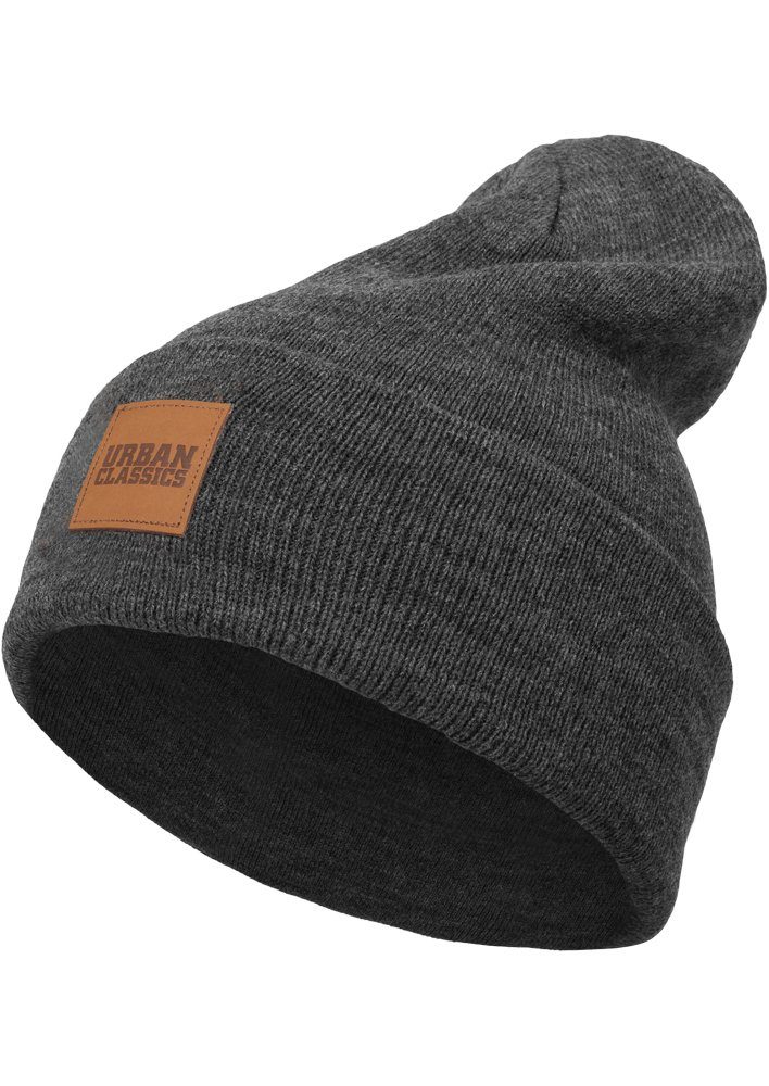 Synthetic Leatherpatch URBAN Unisex (1-St) Beanie Long charcoal CLASSICS Beanie