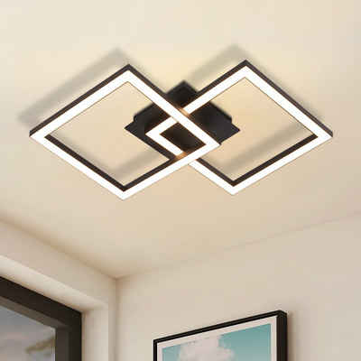 Nettlife LED Deckenleuchte Wohnzimmer Schlafzimmer Schwarz 24W Deckenbeleuchtung Geometrisch, Drehbares,Energieeffizienz,Augenschutz, LED fest integriert, Warmweiß, für Küche Flur Büro