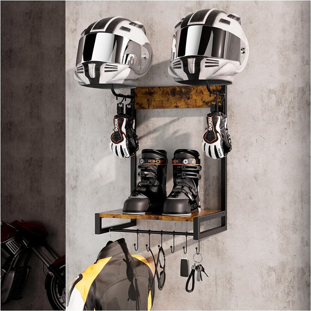 GarveeMore Motorhalterung Motorradhelmhalter Wandhelmhalter mit Haken