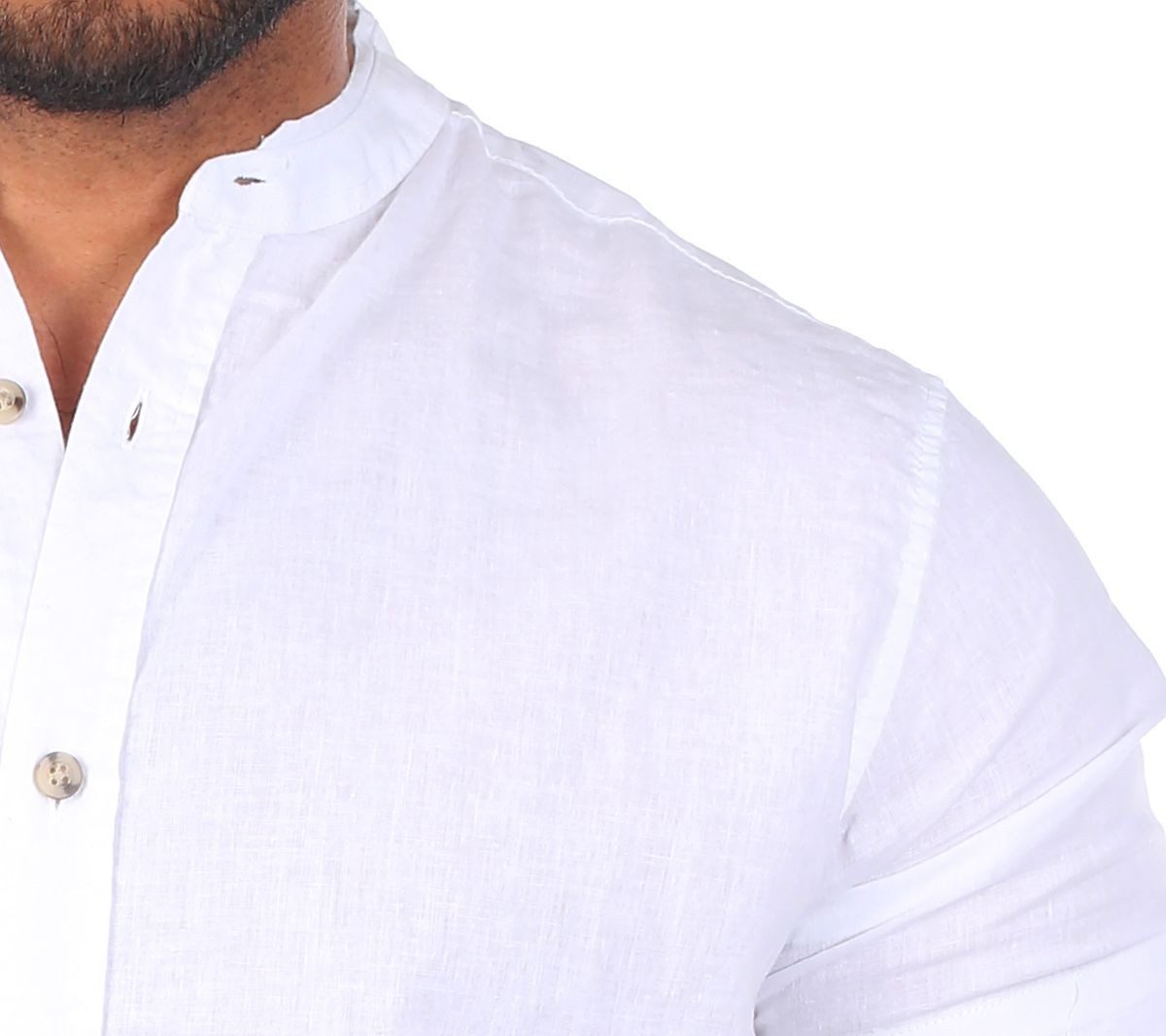 CARISMA Kurzarmhemd Herren Leinen Baumwoll Mix Casual Hemd 9337 Regular Kurzarm Stehkragenkragen Uni