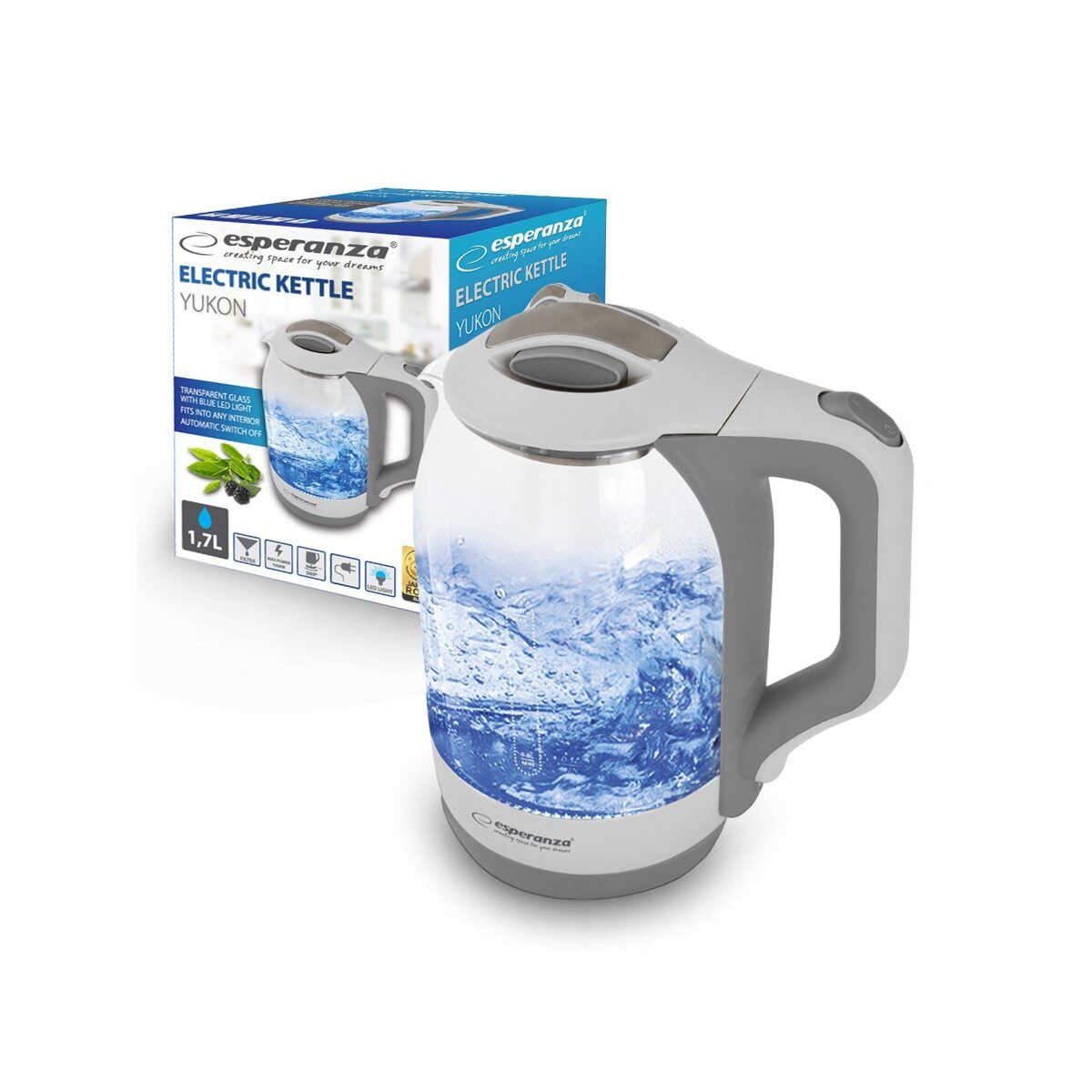 Esperanza Wasserkocher Esperanza Yukon Glas Wasserkocher 1,7L