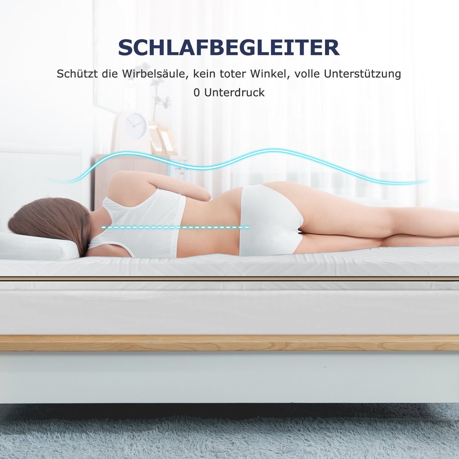 cm Bezug, 90/140/160/180 mit Kaltschaum 200 cm Topper Matratzentopper, Weiß hoch, Matratzenauflage, Gel BedStory, x 7.5 Topper