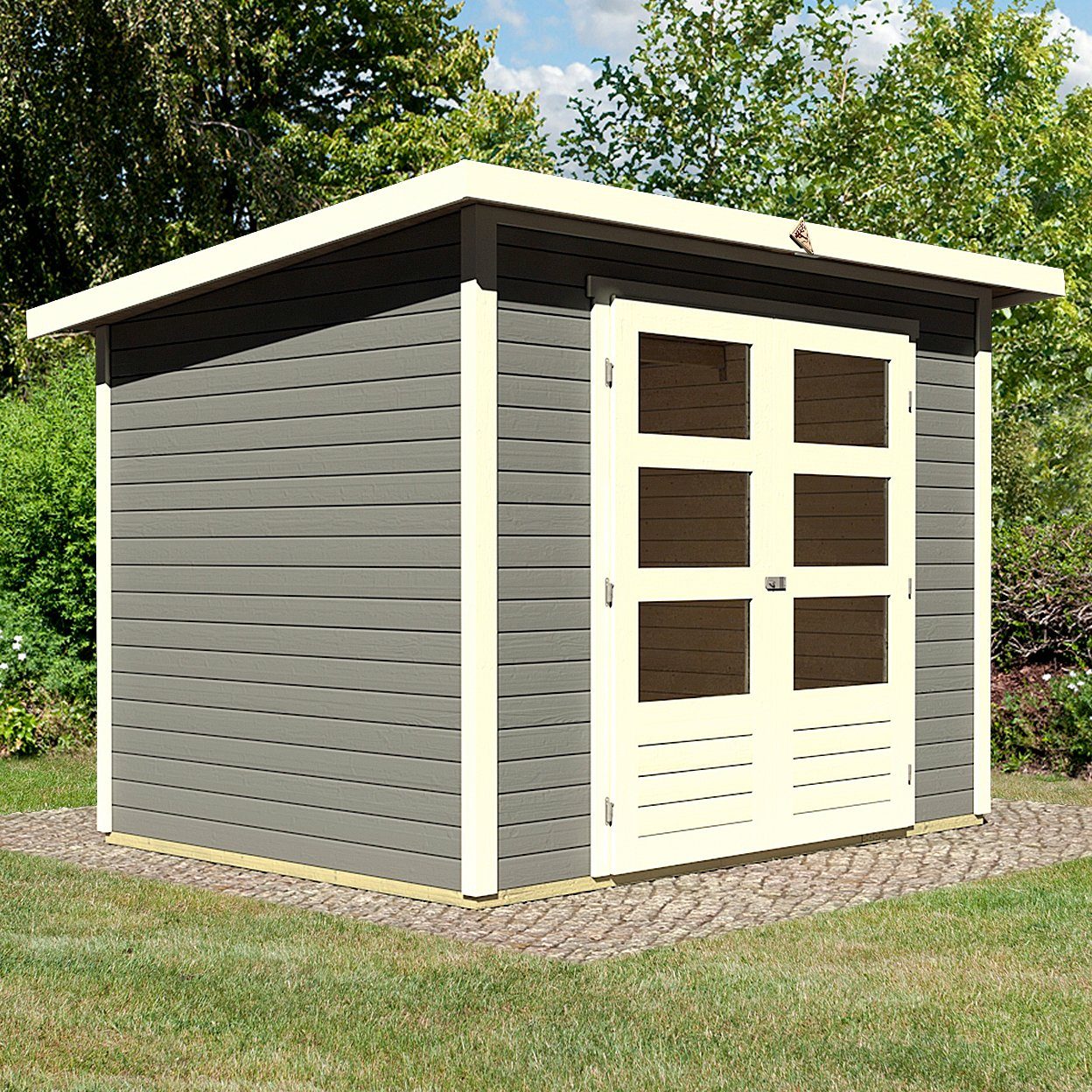 Karibu Gartenhaus Stockach 3, BxT: 282x210 cm, (Set), naturbelassen, terragrau oder anthrazit, Made in Germany
