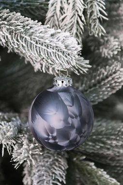 VIVANNO Weihnachtsbaumkugel Weihnachtskugeln Weihnachtsbaumkugeln Eislack ICY Anthrazit - 8 cm (12 Stück) (12 St)