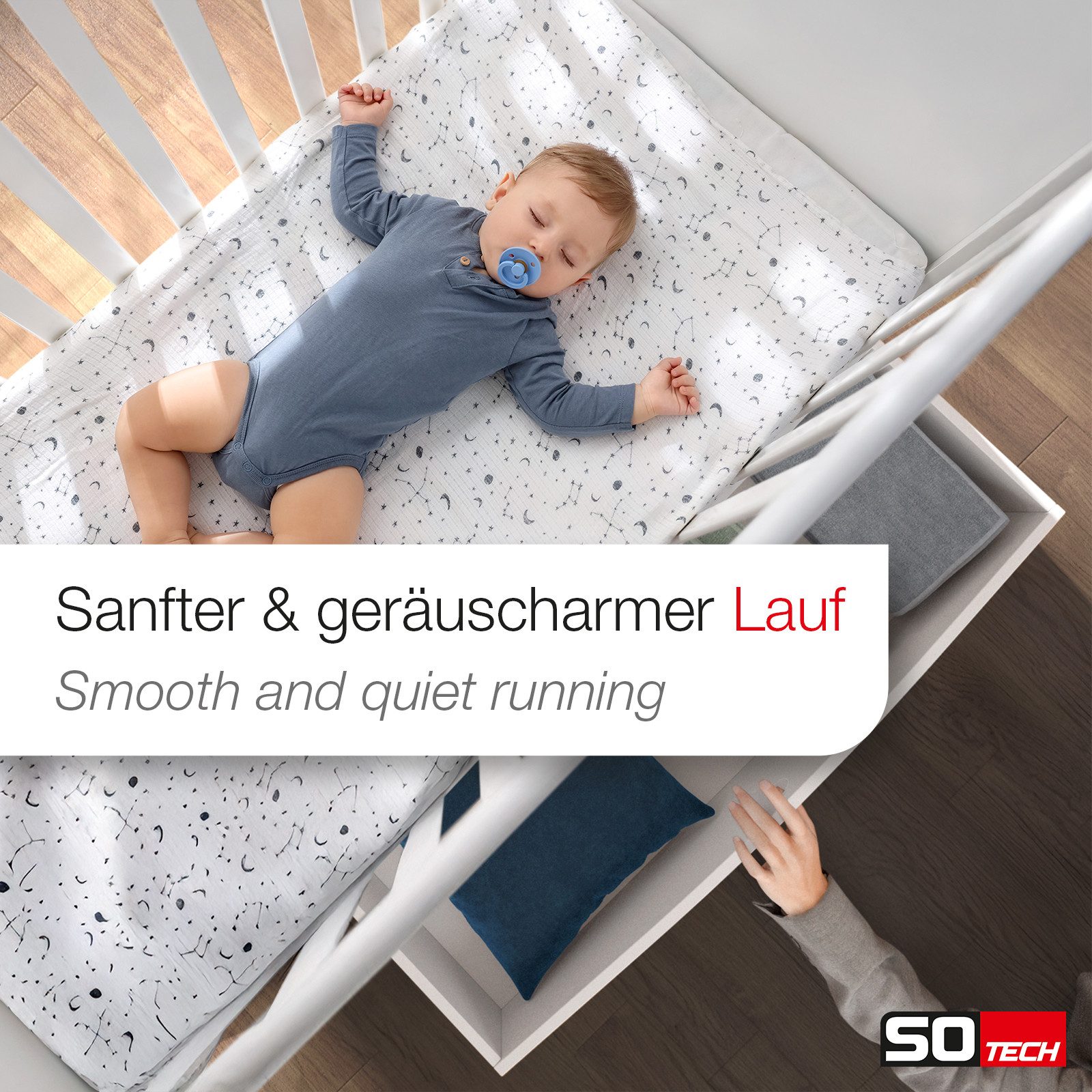 SO-TECH® Auszug Vollauszug kugelgelagert mit Selbsteinzug & SoftClose 45 kg (4 St), Nennlänge 500 mm – Bild 5 von 5