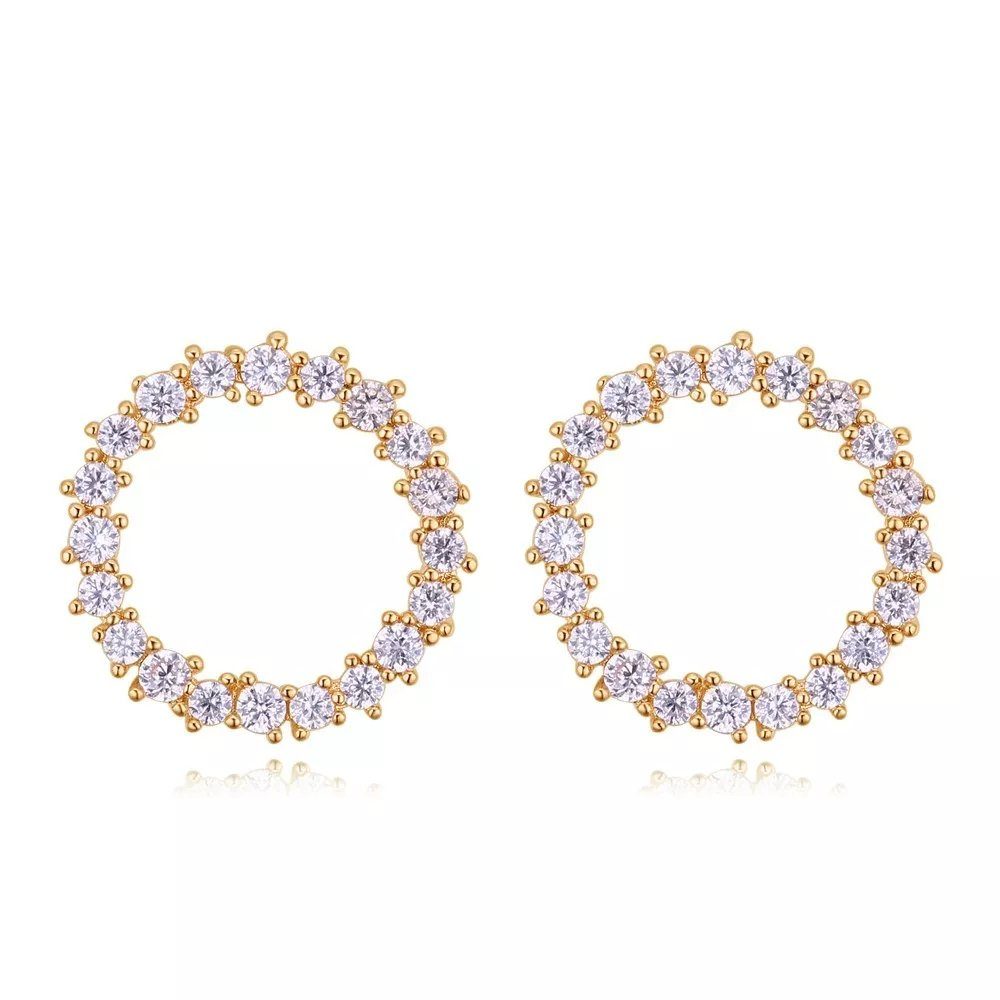LÖB Paar Ohrstecker 18K Gold vergoldet Ohrstecker Kreis Offen Rund Glitzer günstig online kaufen