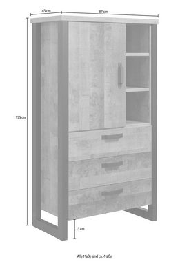 trendteam Standvitrine Emile (1-St) matte Echtholzoptik, BxHxT: ca. 87 x 155 x 45 cm, moderne Eiche NB