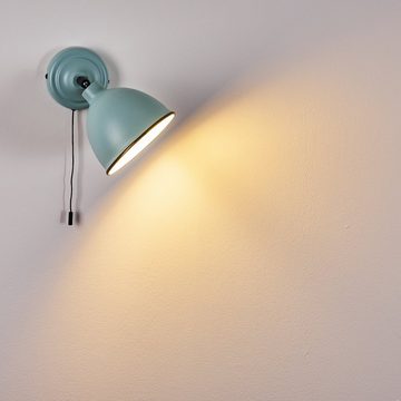 hofstein Wandleuchte »Scerne« verstellbare Wandlampe aus Metall in Türkis/Weiß/Schwarz, ohne Leuchtmittel, 1xE14, Wandspot im Retro-Design, mit Zugschnur zum An-/Ausschalten