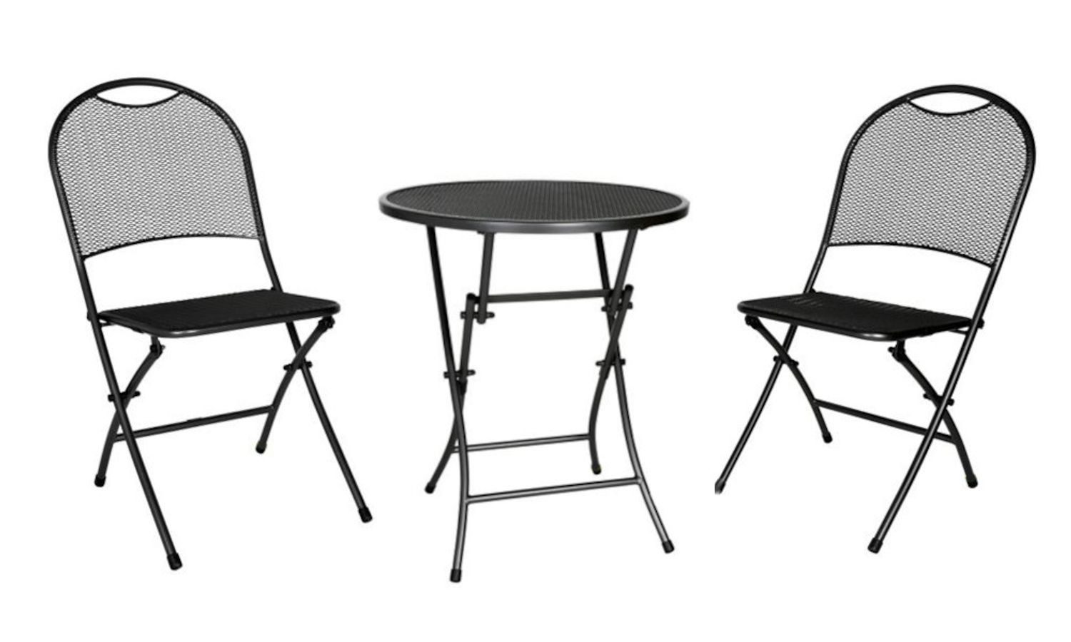 BURI Sitzgruppe Bistro-Set 3-tlg. Sitzgarnitur Gartenmöbel Balkonmöbel Tisch Stühle St