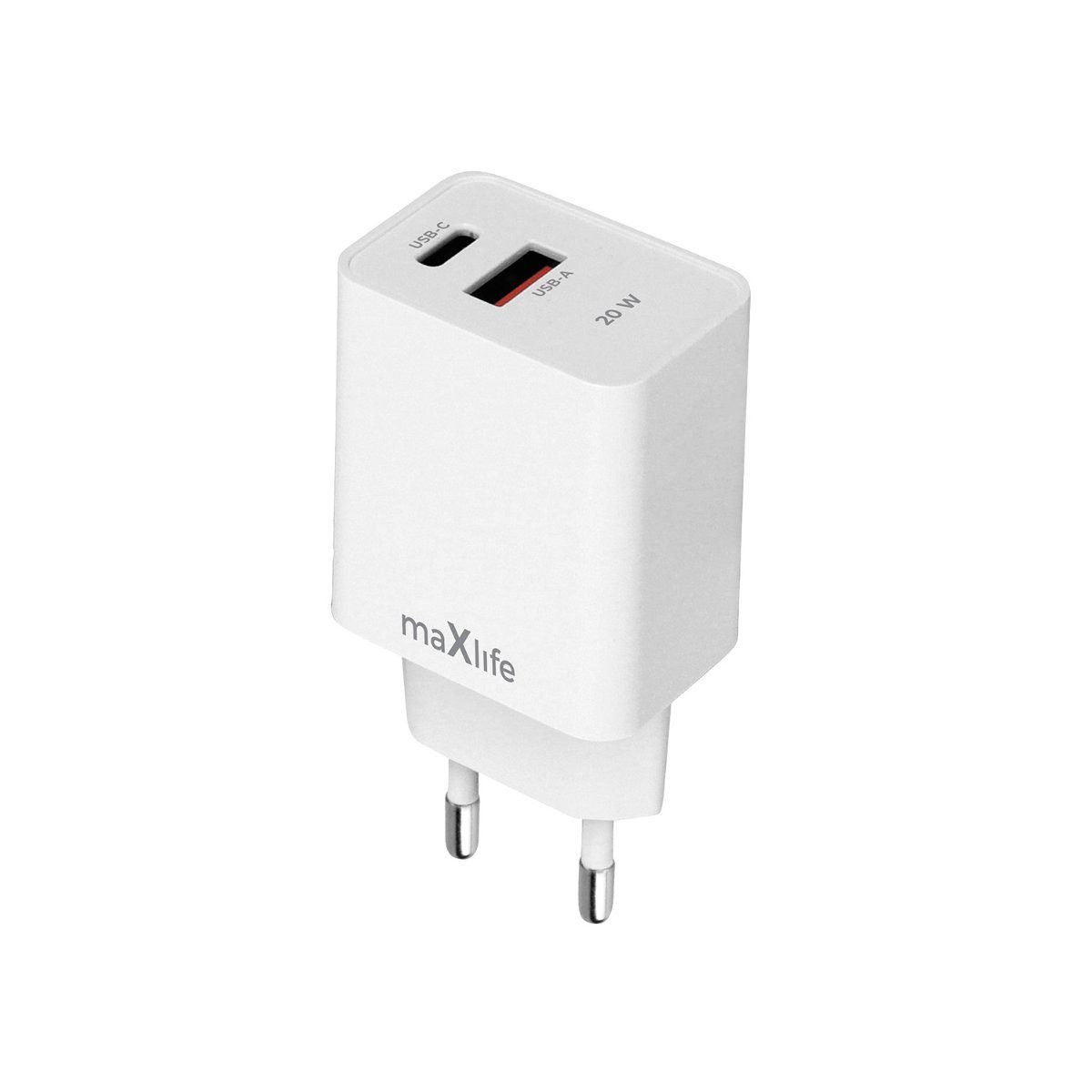 MaXlife Maxlife MXTC-13-20AC PD QC Ladegerät 1x USB-C 1x USB 20W weiß Smartphone-Ladegerät