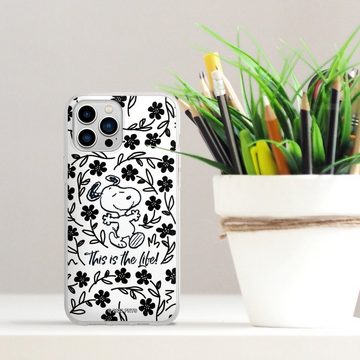 DeinDesign Handyhülle Peanuts Blumen Snoopy Snoopy Black and White This Is The Life, Apple iPhone 13 Pro Max Silikon Hülle Bumper Case Handy Schutzhülle