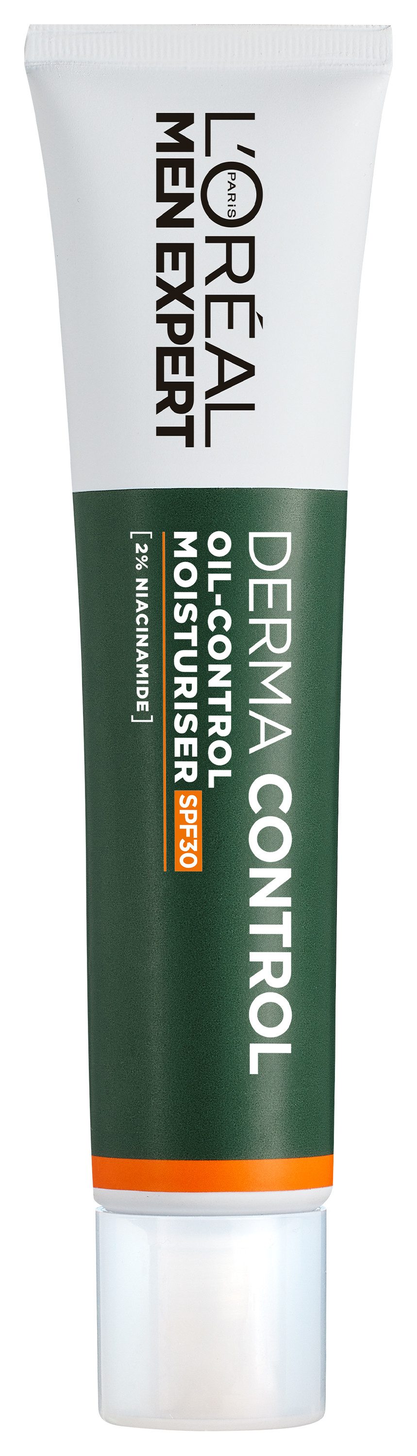 L'ORÉAL PARIS MEN EXPERT Hautcreme DERMA CONTROL OIL-CONTROL LSF30 FEUCHTIGKEITSPFLEGE, LSF 30, behandelt fettige und zu Unreinheiten neigende Haut.