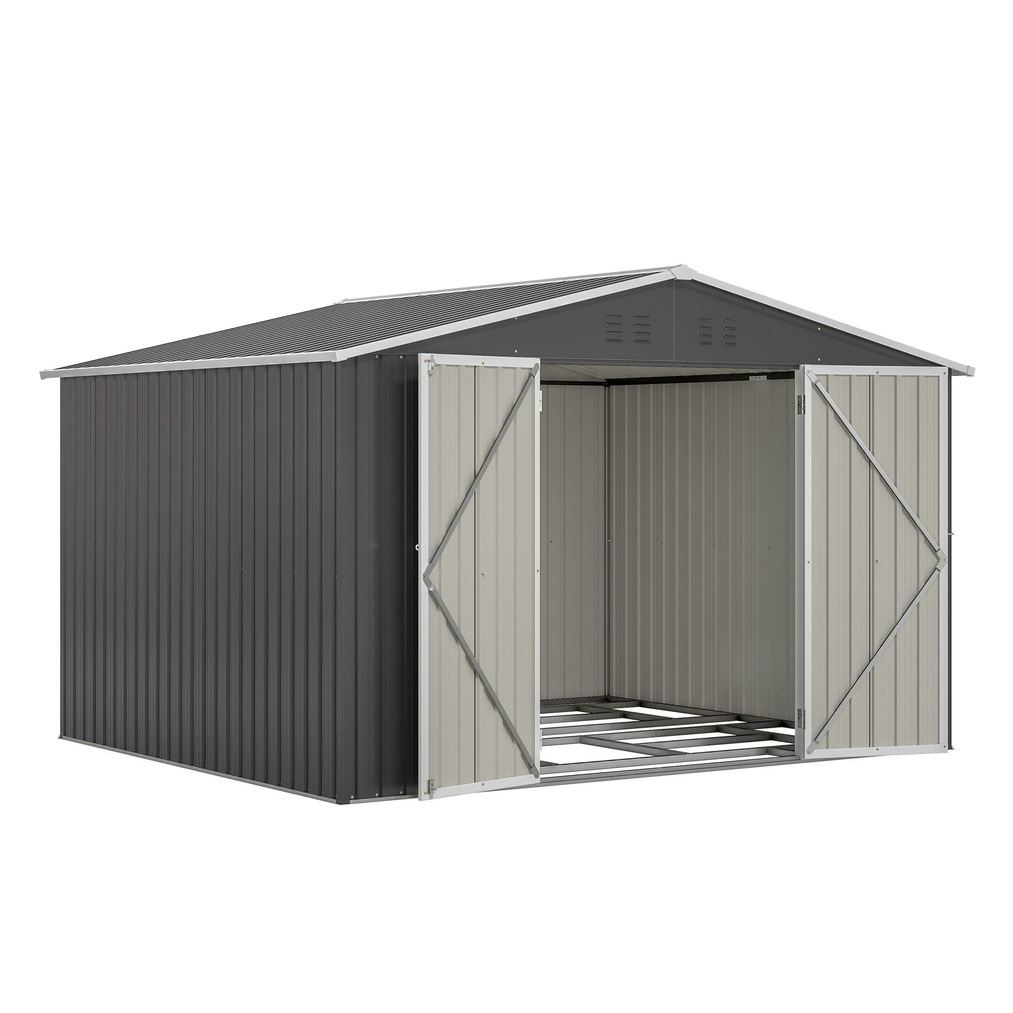 GIHAUVIA Gartenhaus Metall-Gerätehaus mit Pultdach & Fundament – Bild 5 von 5