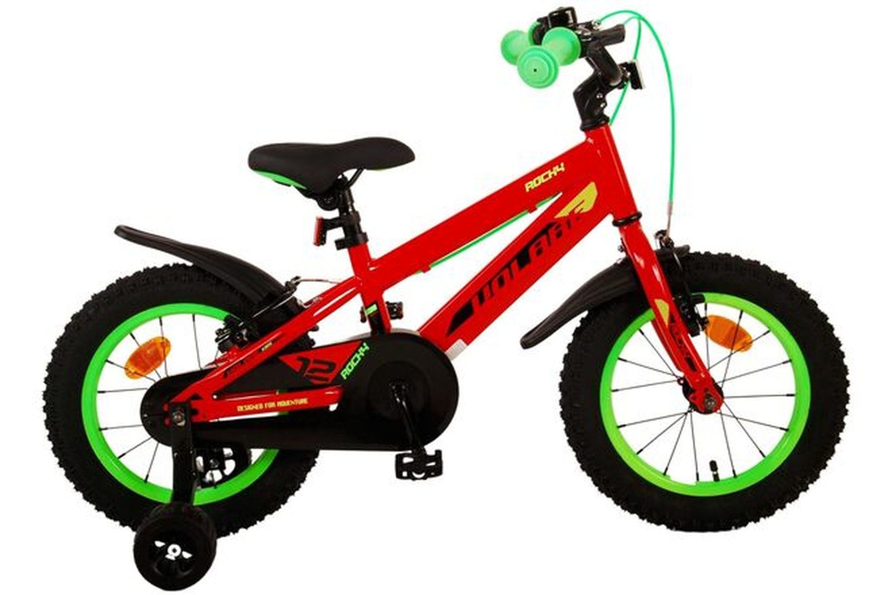 Kinderfahrrad Rocky Jungen 14 Zoll Rot mit zwei Handbremsen und Stützrädern