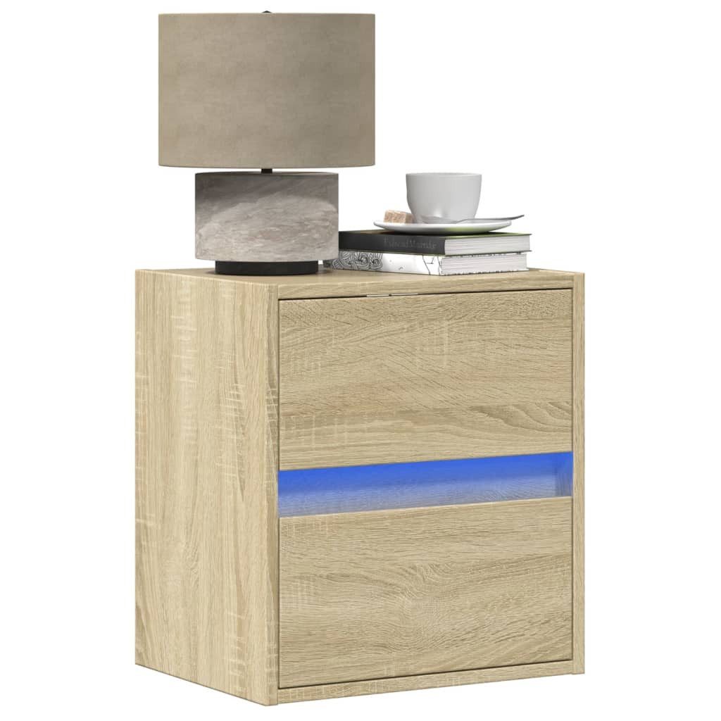 Nachttisch NA Wand-Nachttische mit LED Leuchten2er Set Sonoma Eiche