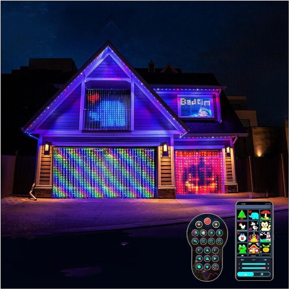 PRIISF LED-Lichtervorhang LED-Lichterkette RGBIC Smart Lichternetz günstig online kaufen