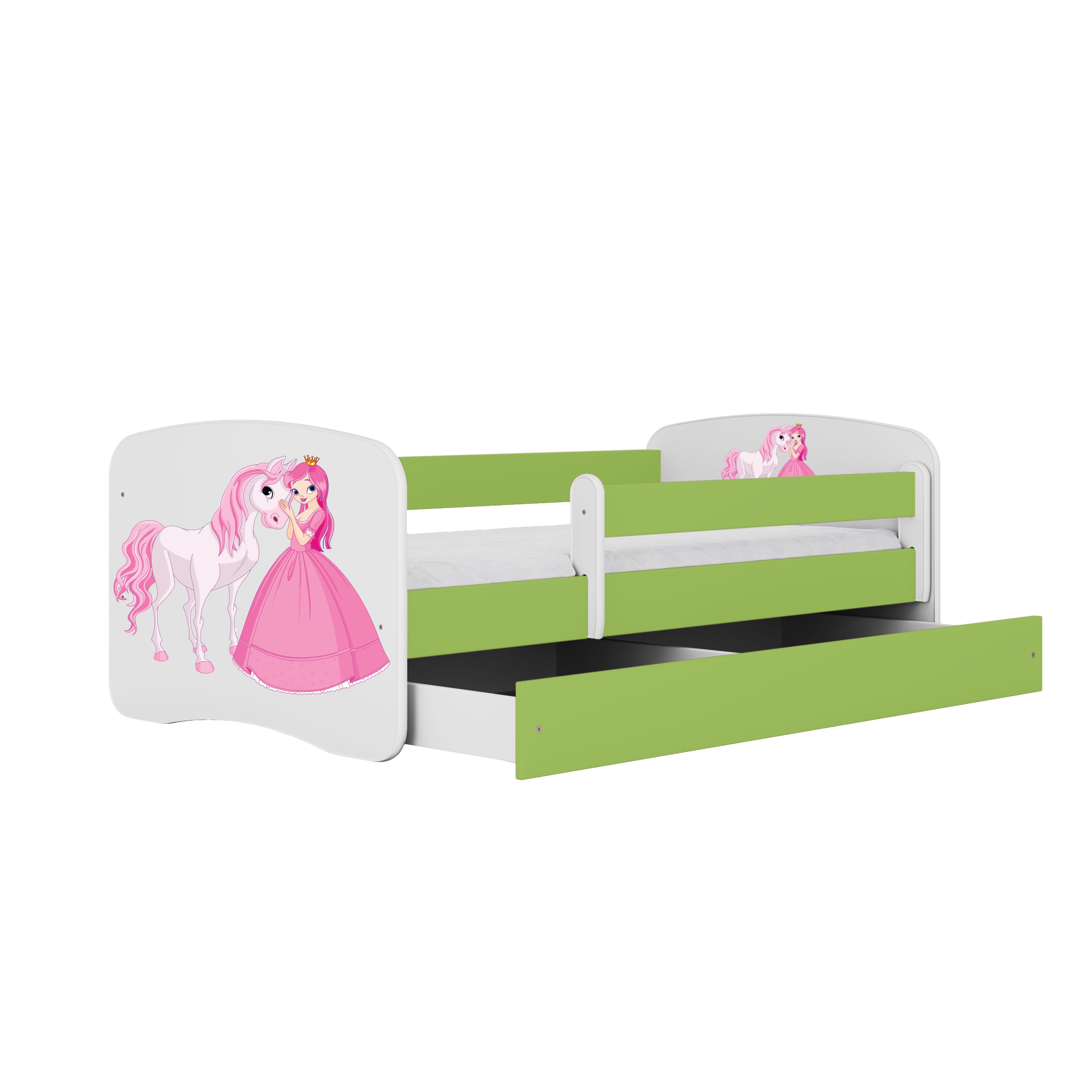 Raumhirsch Furniture Kinderbett 70x140, 80x160, 80x180 cm - Komplettset mit Schublade (Bett für Mädchen, Einzelbett Kinder 2–12, mit Rausfallschutz & Lattenrost), verschiedene Farben & Designs