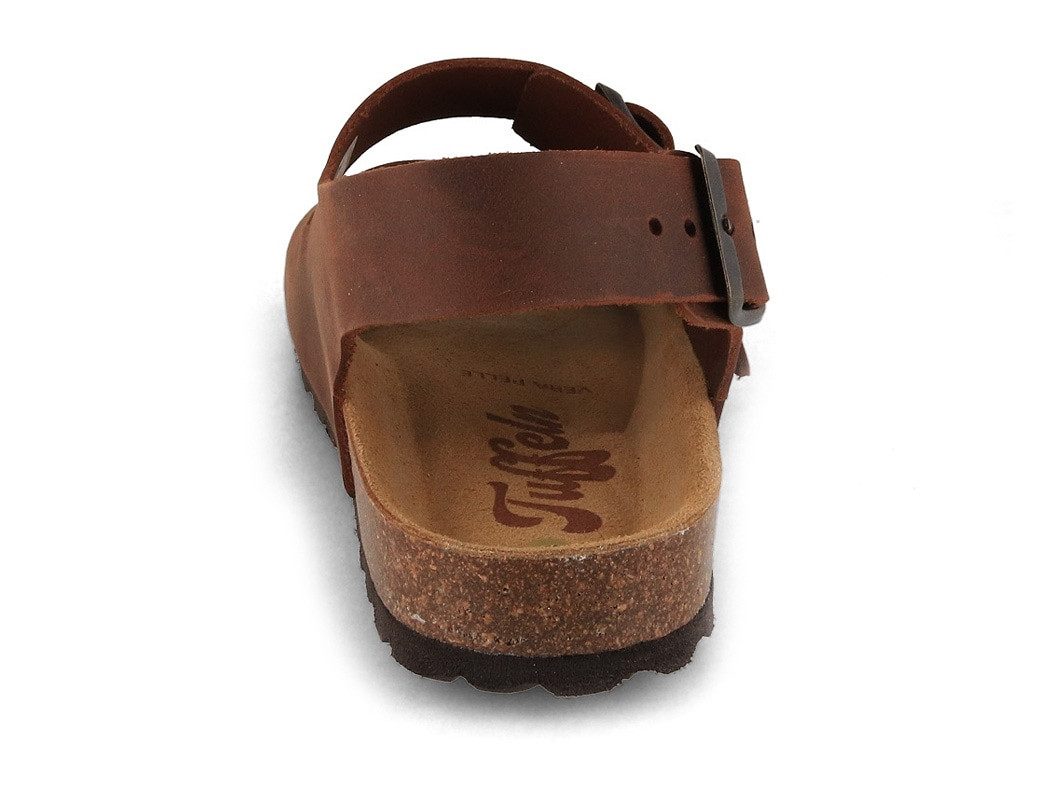 Tuffeln Leder-Sandalen 'Baltrum' mit Korkfußbett Dreischnaller Sandale Hausschuh mit weichem Tieffussbett – Bild 5 von 5