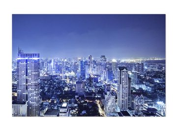 wandmotiv24 Leinwandbild Bangkok bei Nacht, Städte (1 St), Wandbild, Wanddeko, Leinwandbilder in versch. Größen