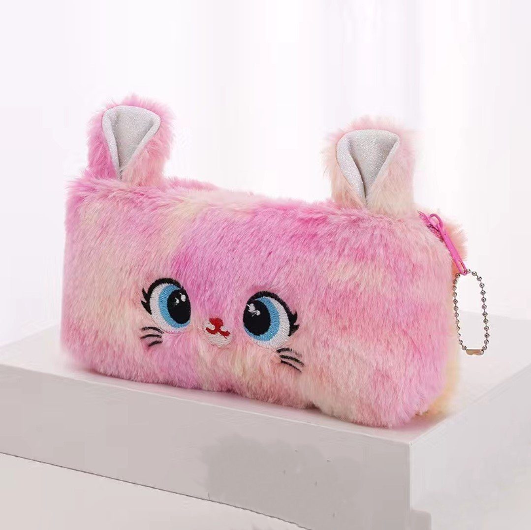 Nur Online 75 Federmäppchen Plüsch Federmäppchen, Kuschelweich, Katzen Motiv, weiche Oberfläche