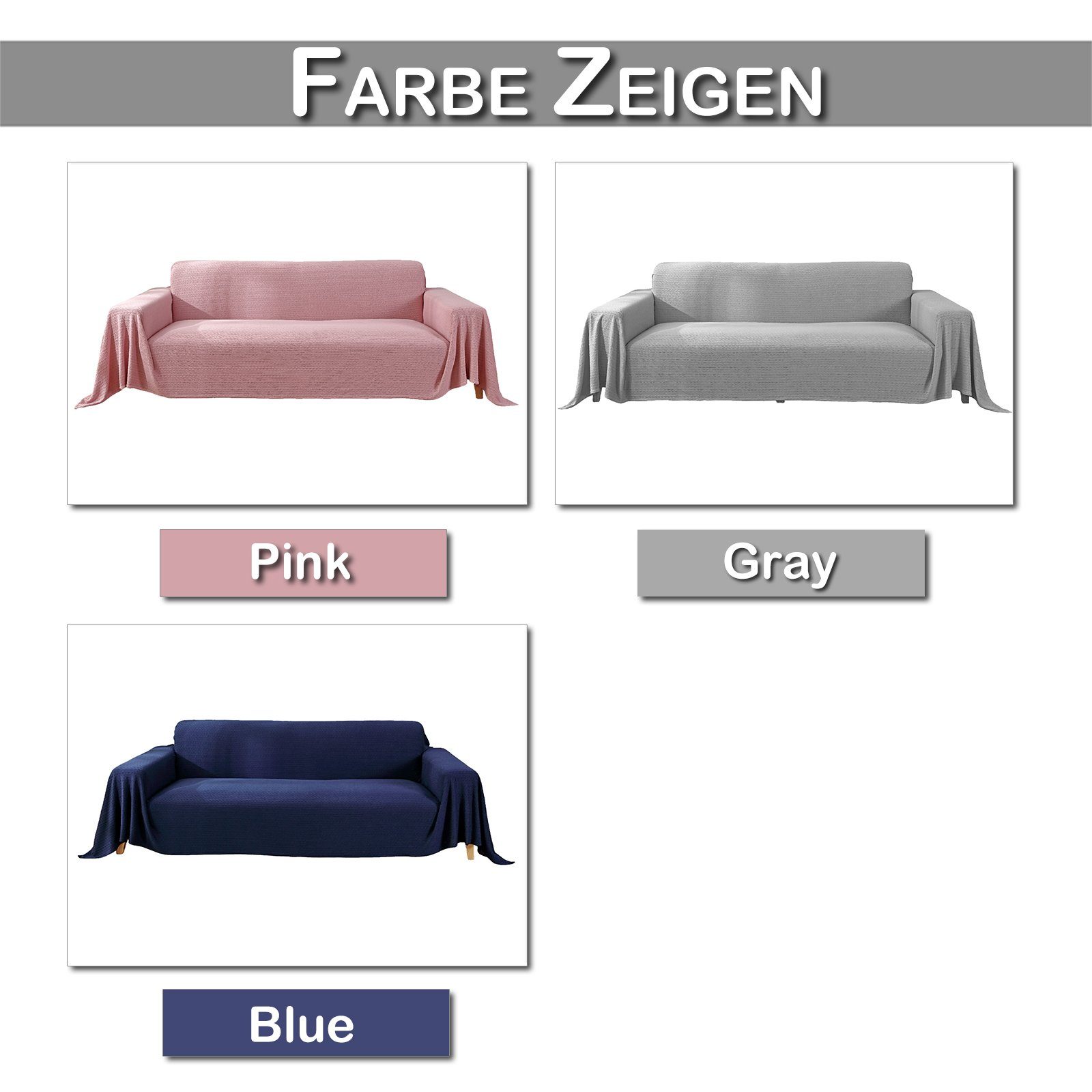 4 Sitz Sofa, Sofabezug,Gestrickte Sofadecke,Couchschutz, Pink -überwurf für Tagesdecke Flechten,1-3 Sofadecke Babydecke Farben Sofahusse -bezug BTTO,