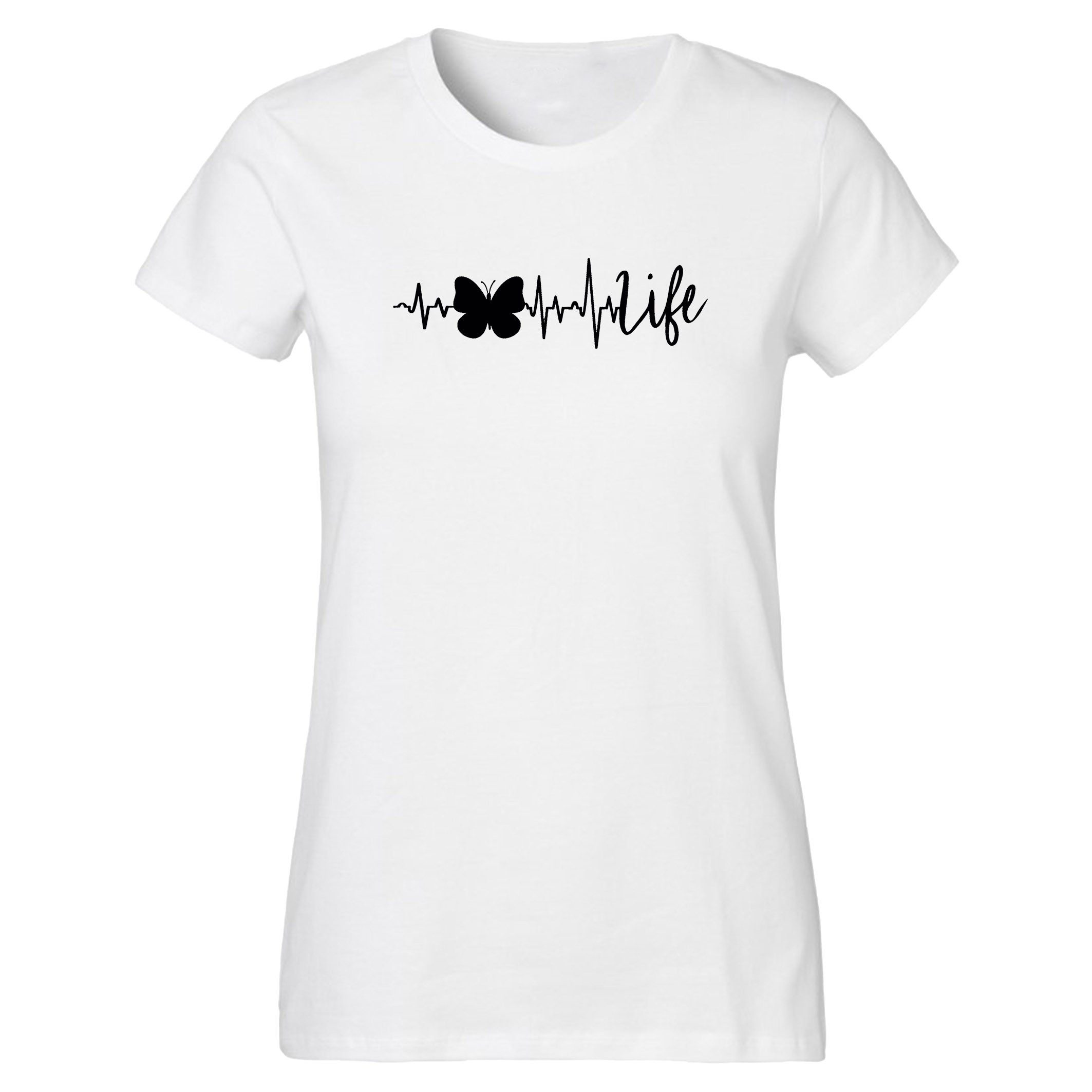 Banco Print-Shirt Damen "Butterfly Life" Unifarben Premium T-Shirt Rundhals günstig online kaufen