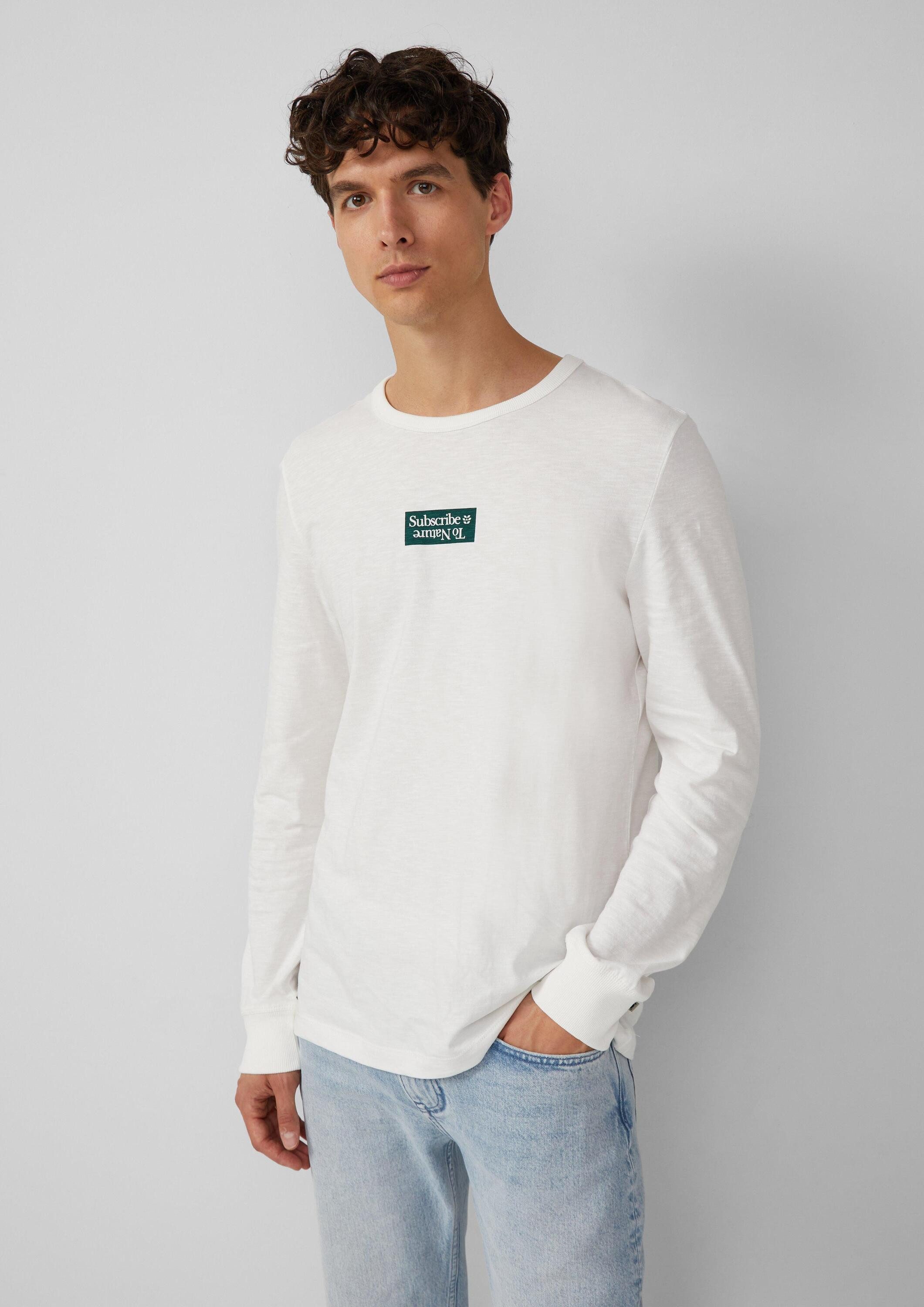 s.Oliver Langarmshirt T-Shirt Longsleeve mit Flammgarnstruktur und Frontprint