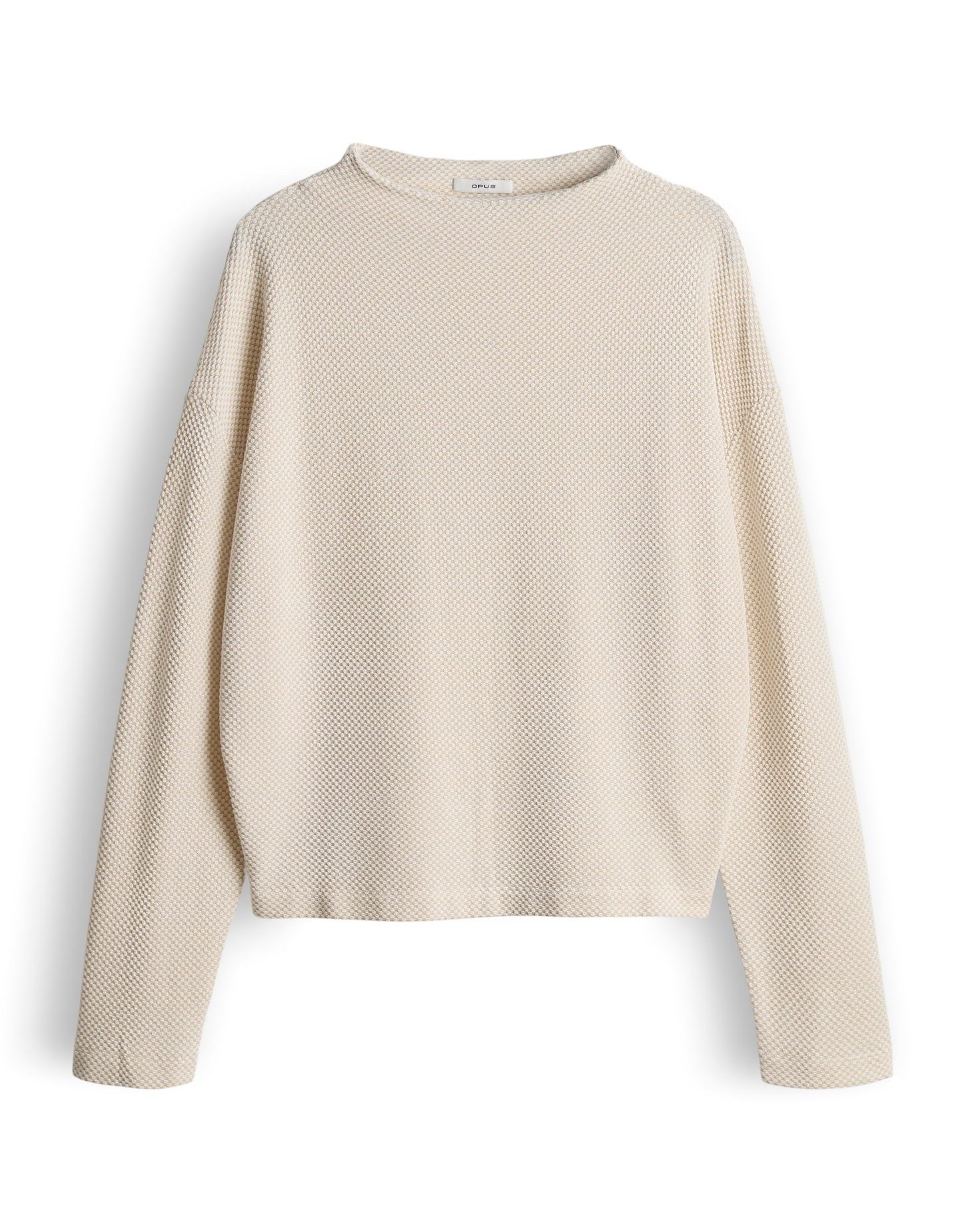 OPUS Longsleeve SERATA mit zweifarbiger Textur Lockere Passform, schmal zulaufender Schnitt, überschnittene Schulter