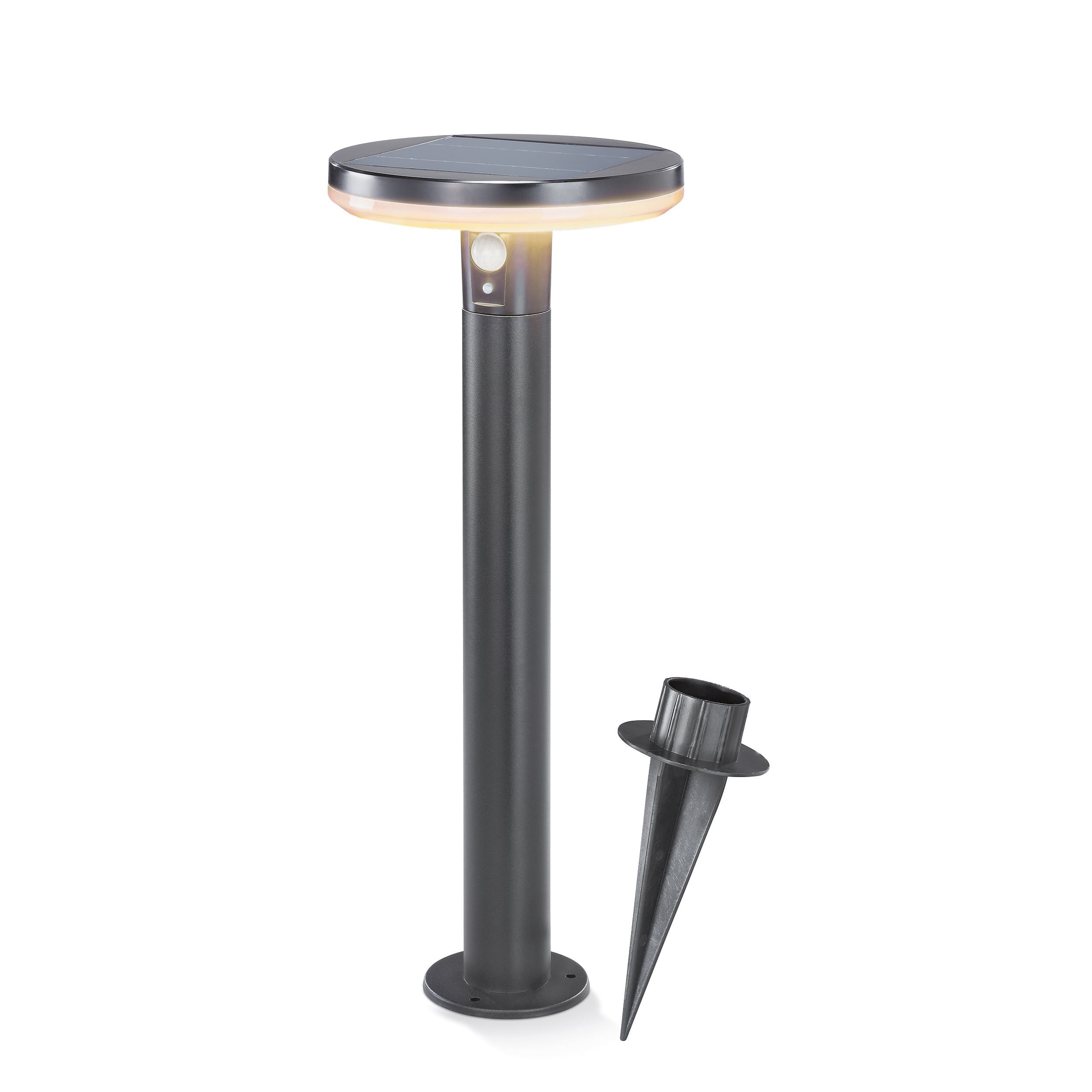 esotec LED Solarleuchte Solarleuchte für außen AREZZO, PIR, Edelstahl, LIFEPO4 Akku, 102742, LED fest integriert