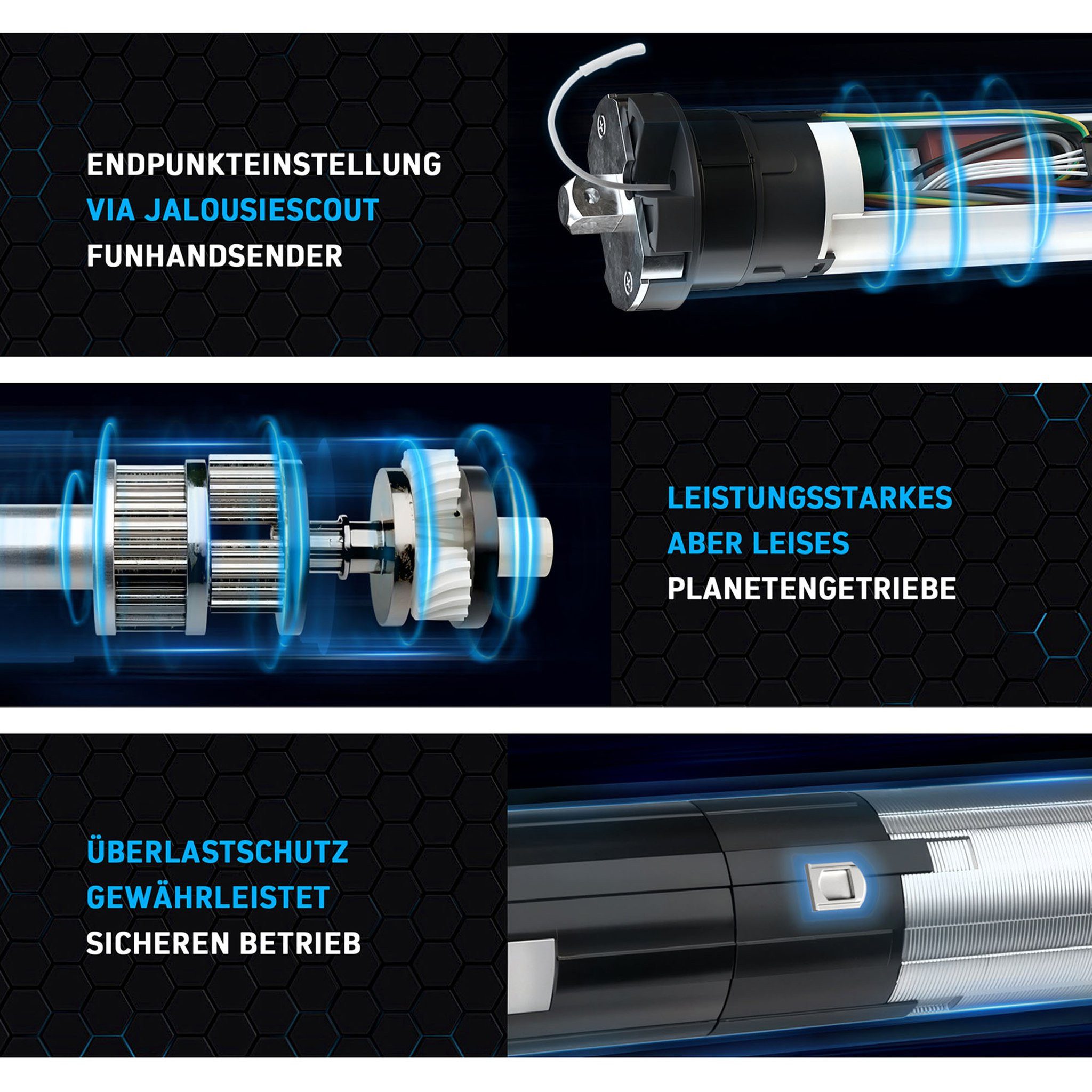 jalousiescout Rollladenmotor Funk-Rollladenmotor MK, 10/14 (10 Nm / SW40), (Packung, 1 St), 40 mm, mit Funk, 10 Nm