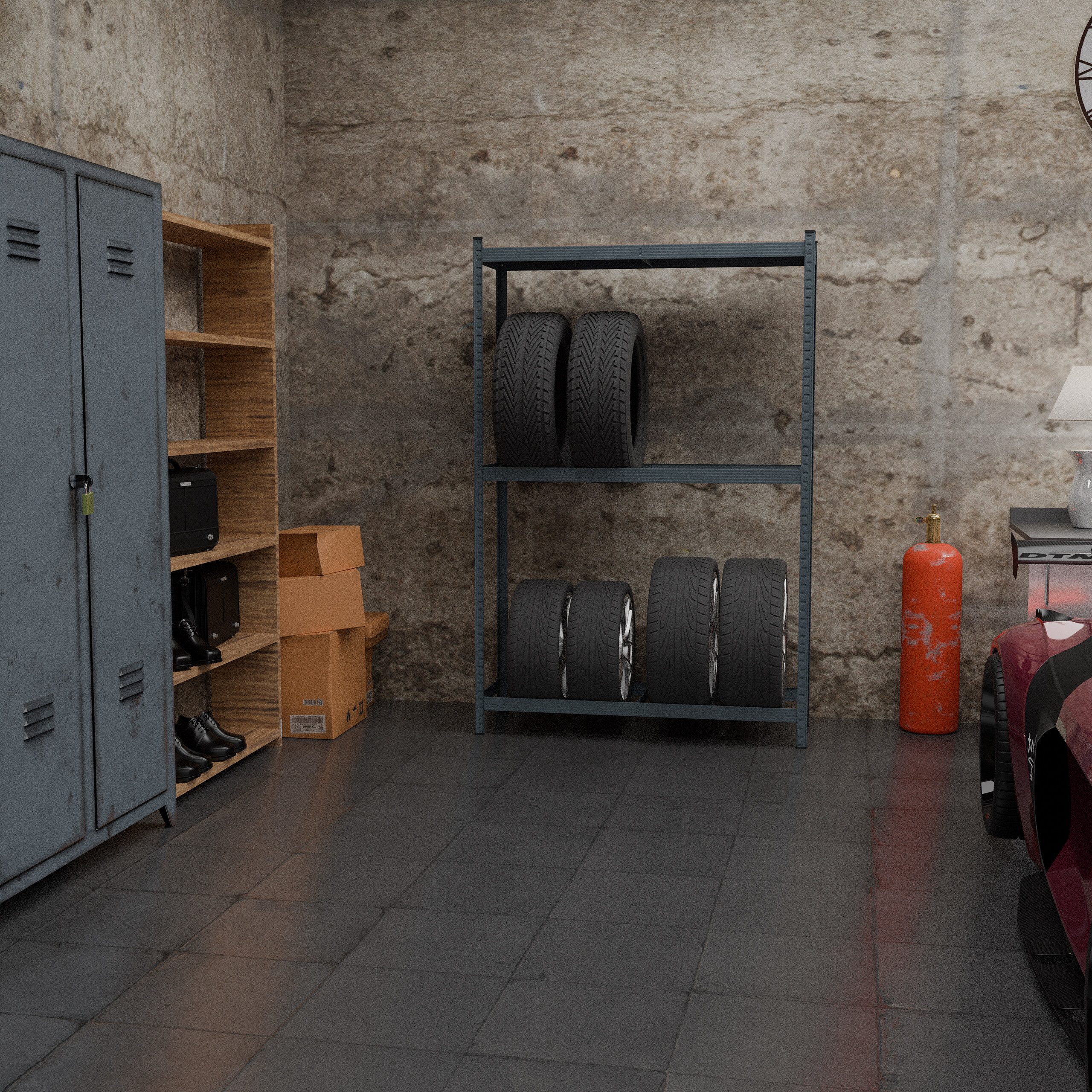 relaxdays Schwerlastregal Reifenregal für 8 Reifen, grau günstig online kaufen