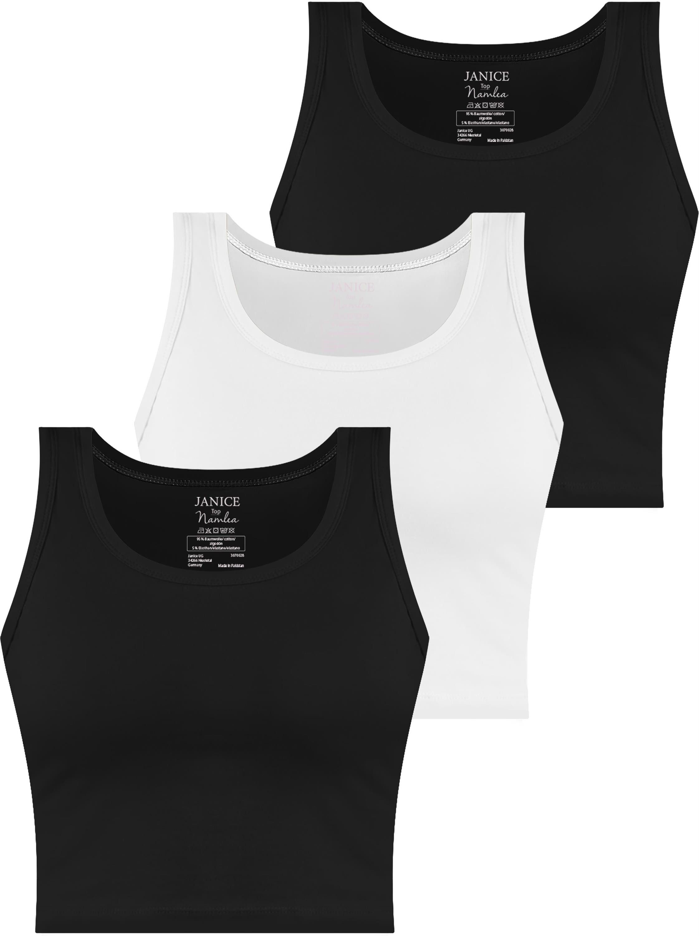 Janice Tanktop 3 x Damen crop Top Namlea Kurzes Tanktop aus Baumwolle