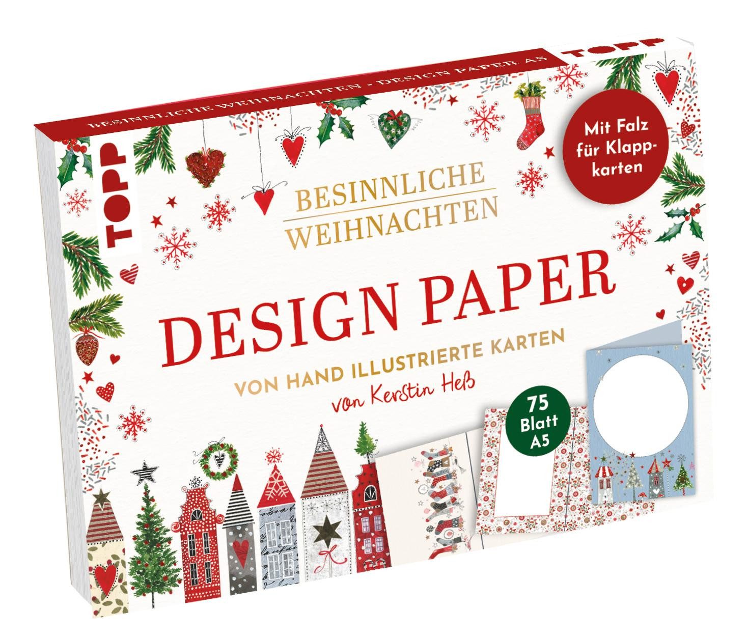 Grußkarten Design Paper Besinnliche Weihnachten DIN A5. Mit Falz für Klappkarten