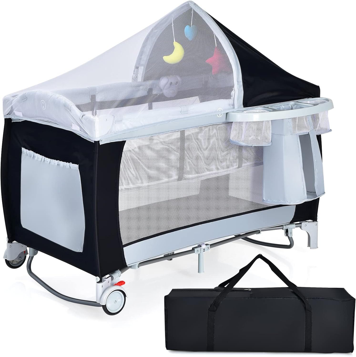 Baby Reisebett Faltbar Mit Moskitonetz – 2-in-1 Kinderbett & Kuschelnest, Leicht, Tragbar Für Unterwegs